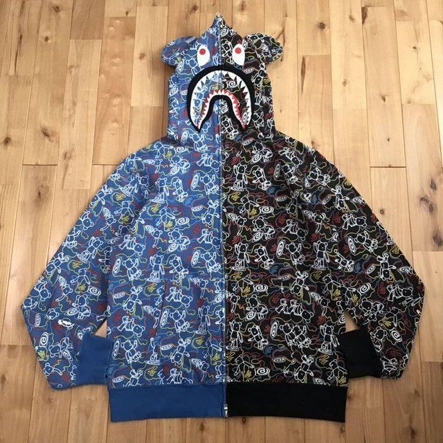BAPE × Medicom toy BE@R Shark Full Zip Hoodie a bathing ape