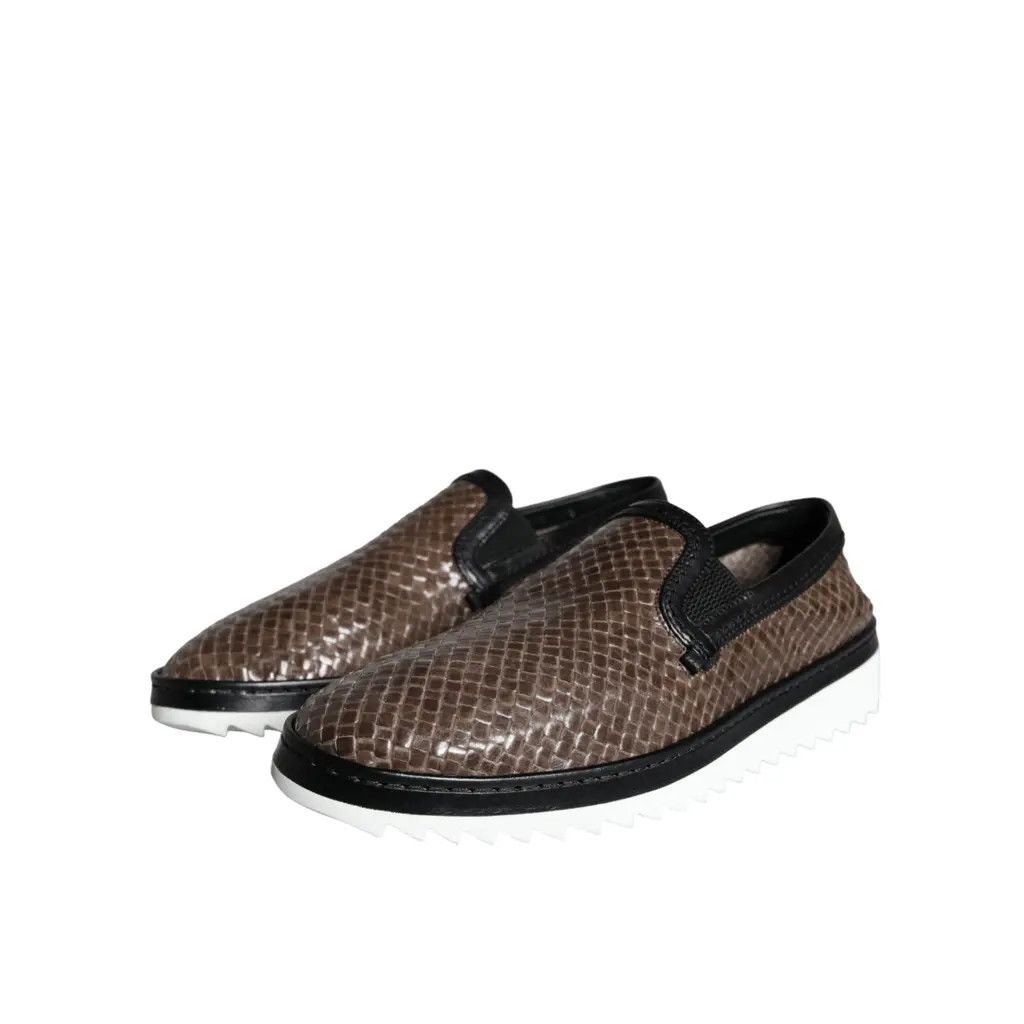 Dolce & Gabbana o1y0125 Leather Logo Loafers in Black/Brown Size US 7 / EU 40 - 3 Thumbnail