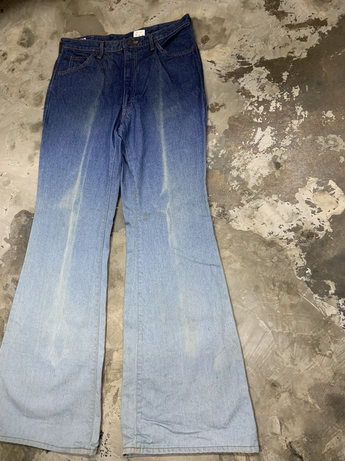 If Six Was Nine 90s BISON DOUBLE COLOUR FLARE JEANS Size US 32 / EU 48 - 4 Thumbnail