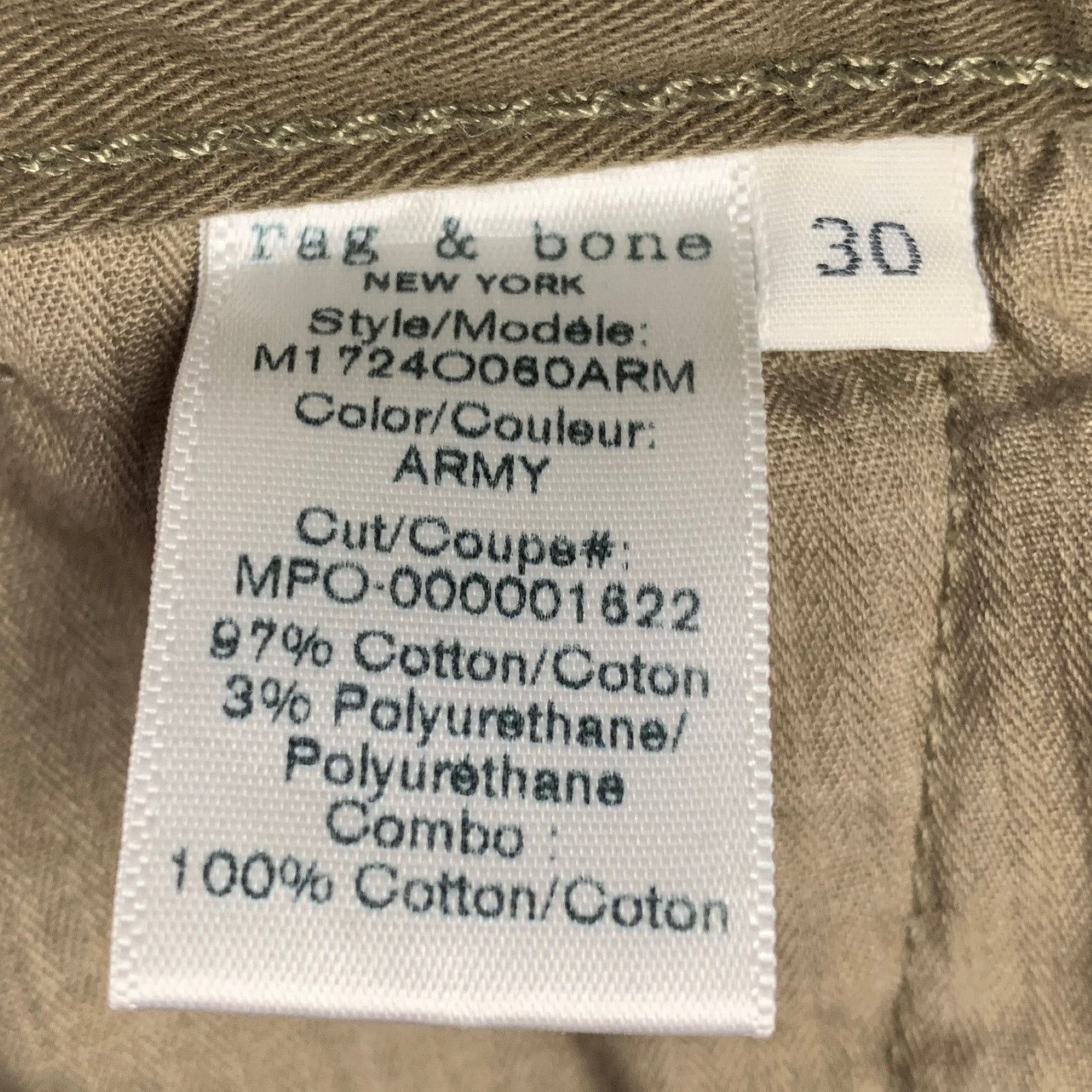 Rag & Bone Green Olive Twill Cotton Polyurethane Zip Fly Casual Pants Size US 30 / EU 46 - 4 Thumbnail