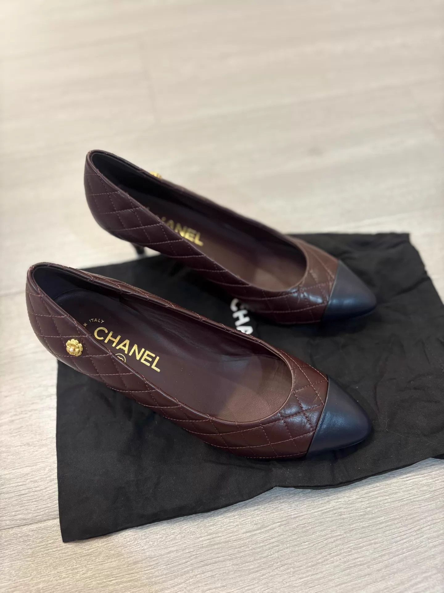 Chanel Chanel R-Brown 3D Cam Quilted Leather Heels 99.99 New 38.5C Size US 8 / IT 38 - 1 Thumbnail