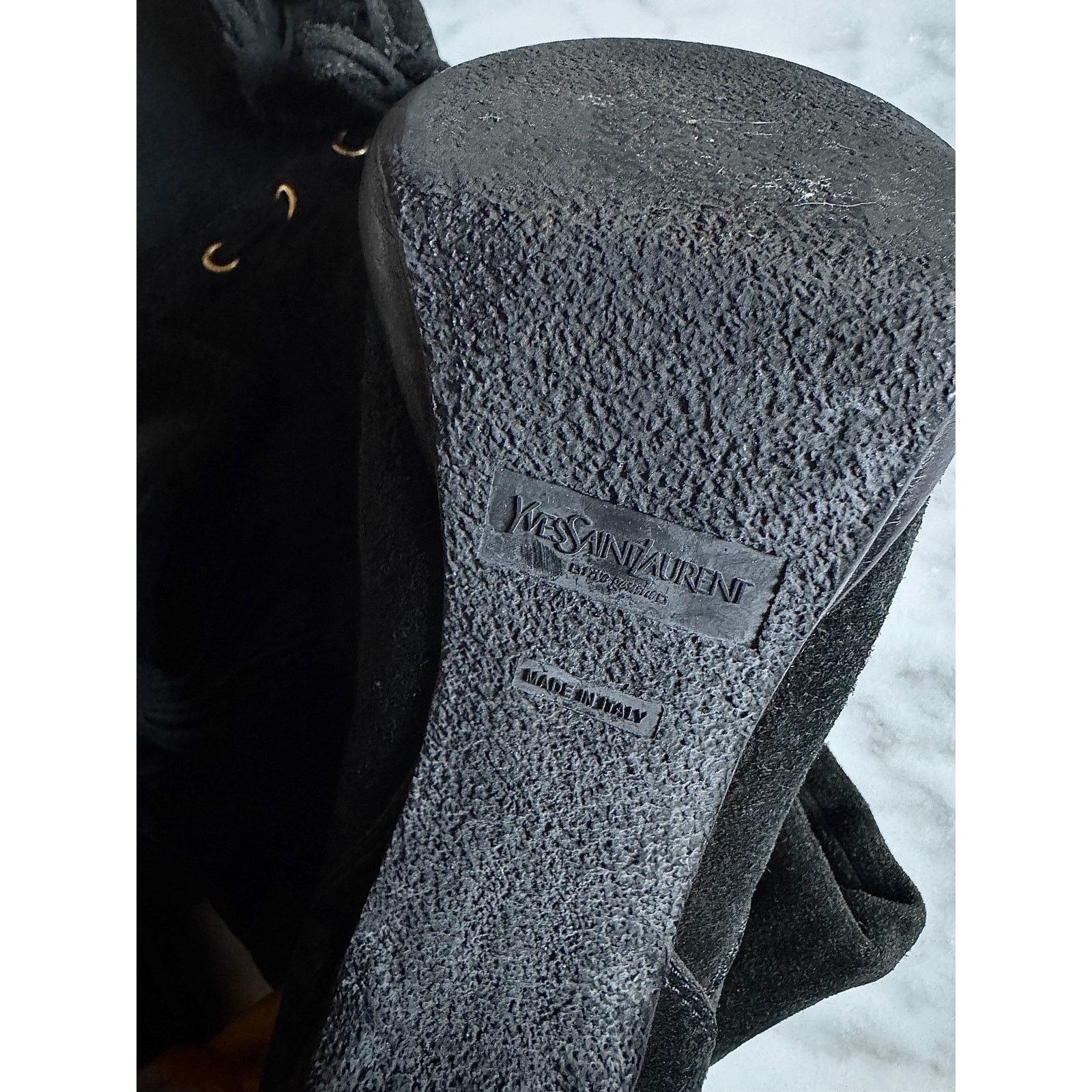 Yves Saint Laurent Yves Saint Laurent Black Suede Chelsea Tassel Knee Boots Size US 8.5 / IT 38.5 - 5 Thumbnail