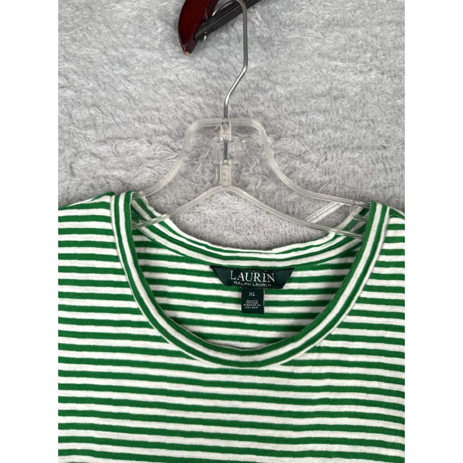 Polo Ralph Lauren Lauren Ralph Lauren Shirt Green Stripe Juniors Extra Large 100% Cotton Crew Neck Size XL / US 12-14 / IT 48-50 - 7 Thumbnail