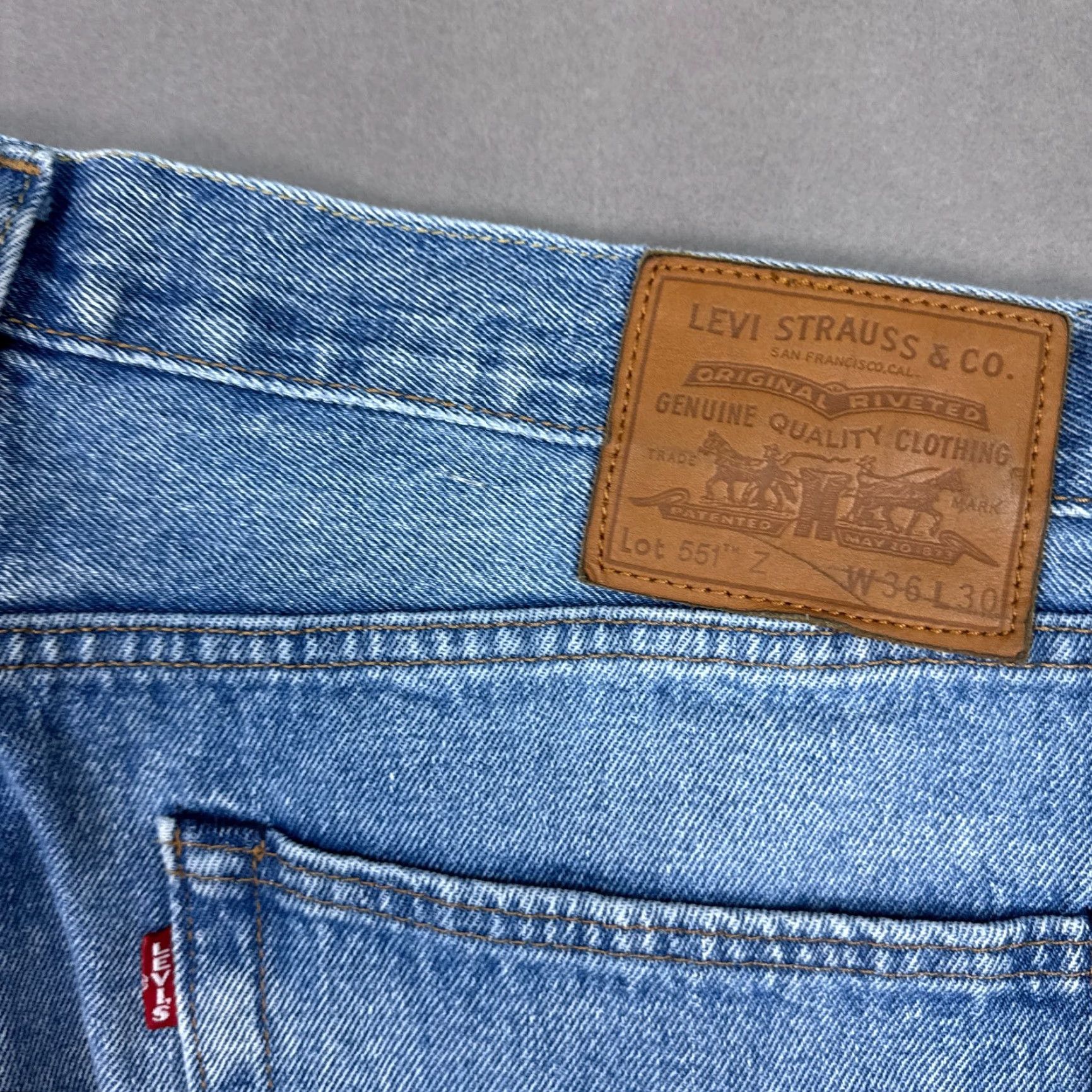 Levi's Levi's Jeans 36x30 Blue Denim 551 Straight Denim Pants Faded Washout Vintage Mens Regular Jeans Boys Girls Size US 36 / EU 52 - 5 Thumbnail