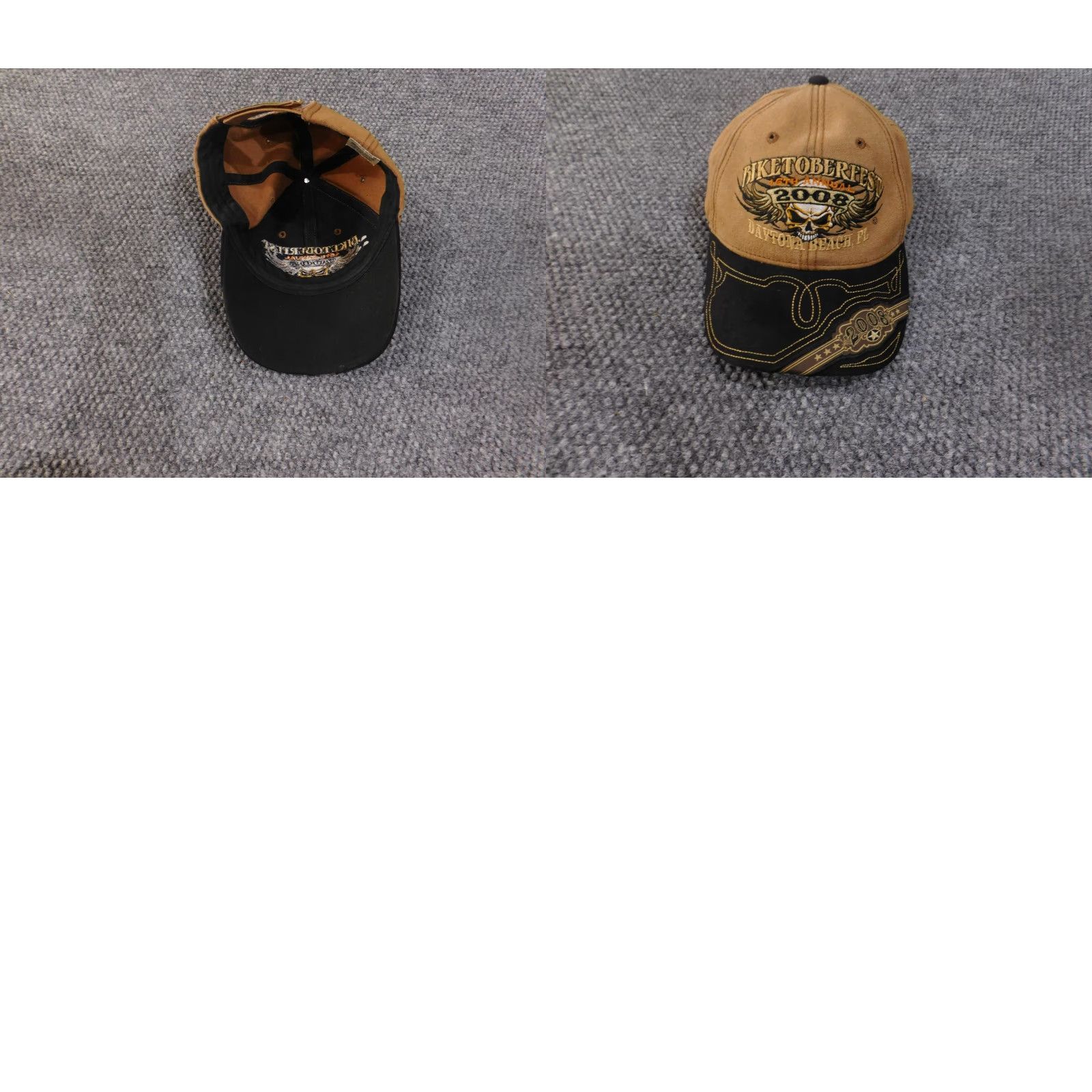 Vintage VINTAGE Biketoberfest Hat Cap Strap Back Brown Black Embroidered Daytona Beach 2008 Mens Size ONE SIZE - 8 Thumbnail