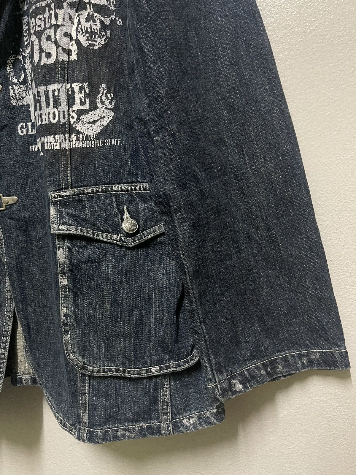 Japanese Brand Funky Devil Skull Printed Denim Jacket Blazer Size US XL / EU 56 / 4 - 6 Thumbnail