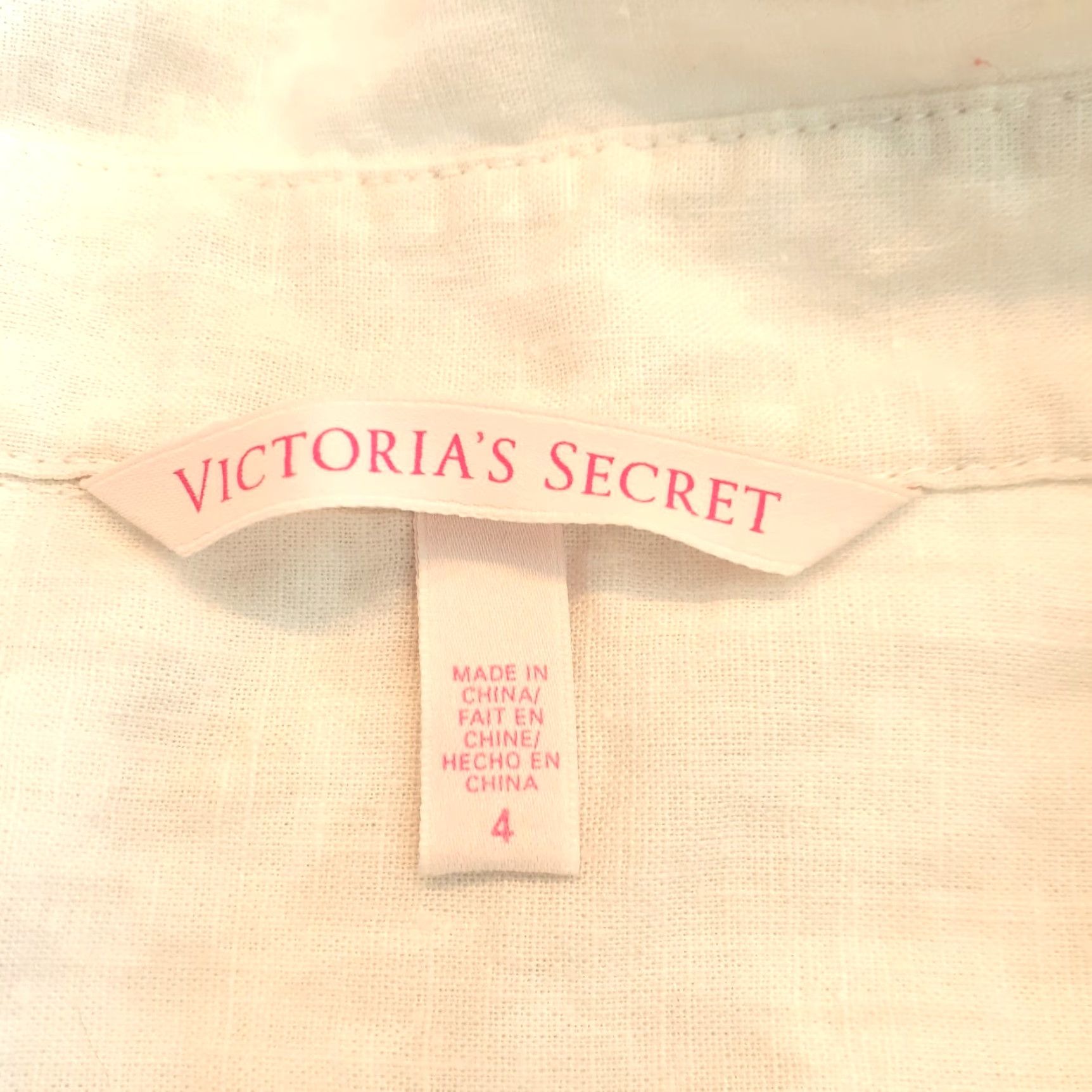Victoria's Secret Victoria's Secret Romper XS White Collared Flax Blend Roll Tab Sleeve 2 in Inseam Womens Casual Short Overall Size 26" / US 2 / IT 38 - 7 Thumbnail