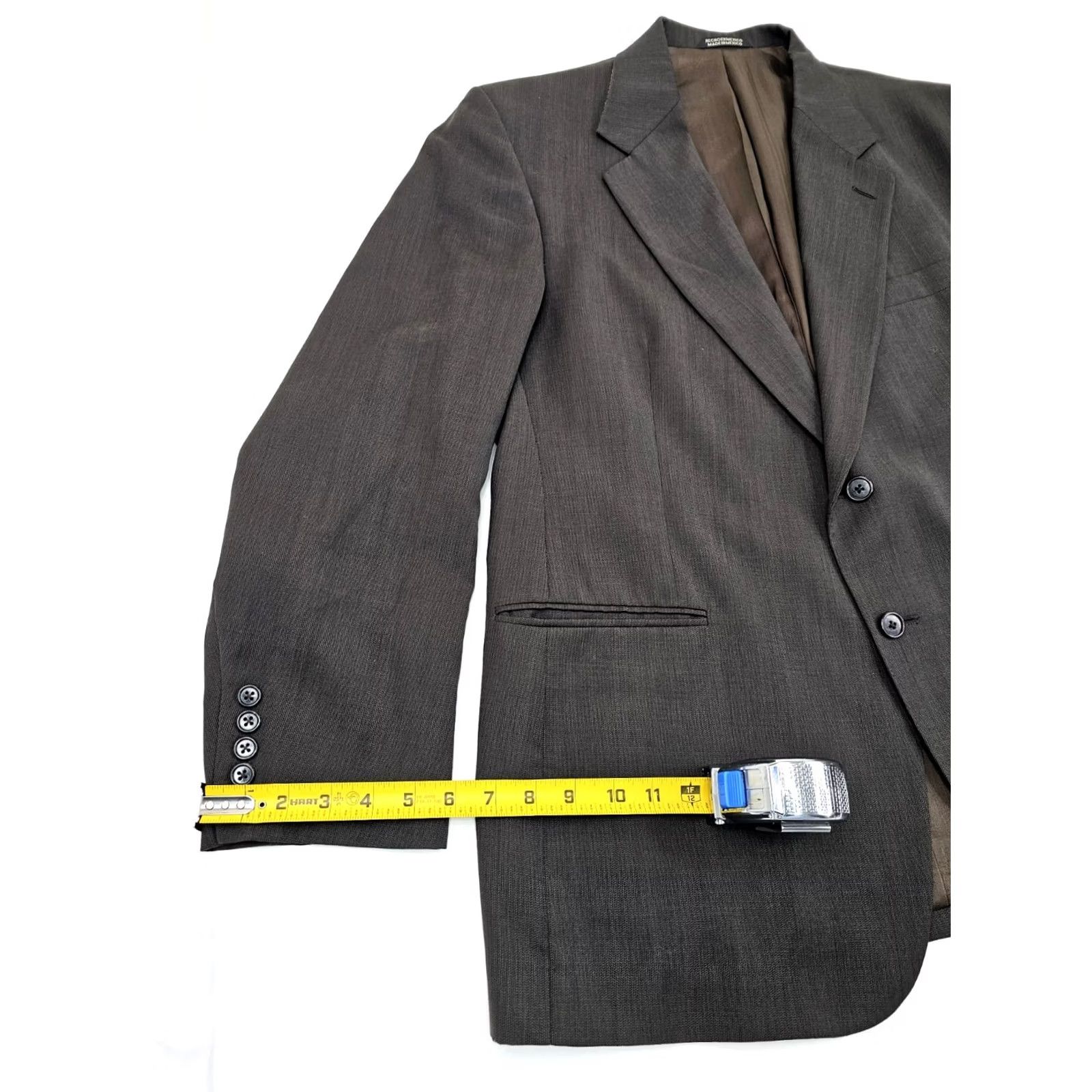 Stafford Stafford Blazer Single-Breasted 2-Button Wool 100% Lined Gray Heathered Bronze 44R Mens EUC Jacket Coat - Classic Fit Size 44R - 2 Thumbnail
