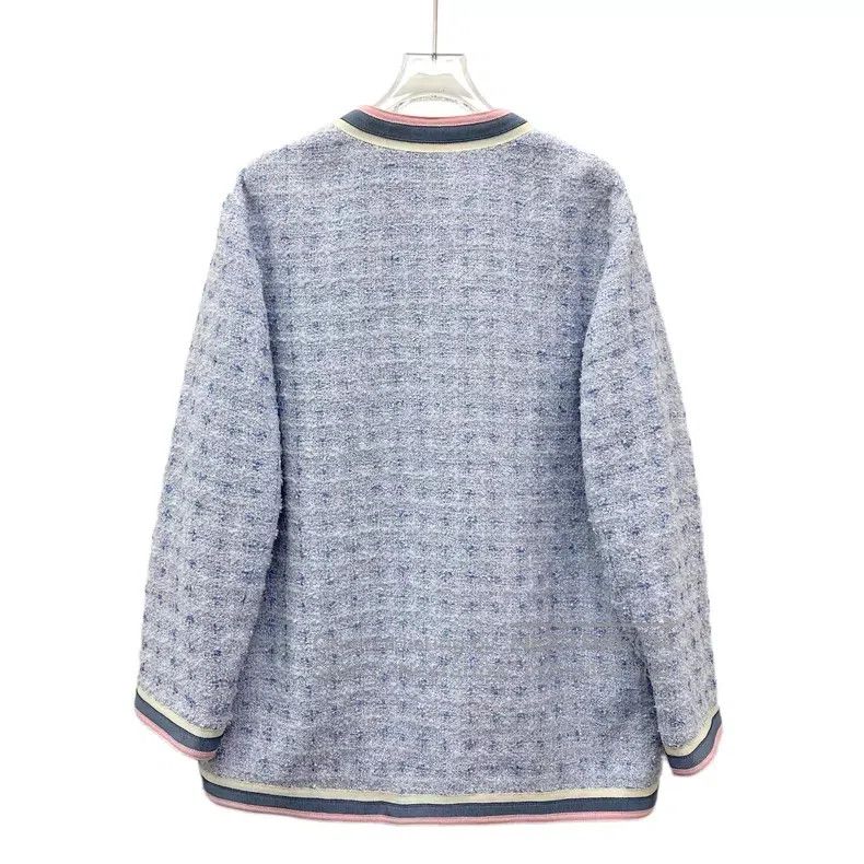 Gucci Gucci Light blue striped trim cotton single-breasted long- Size XS / US 0-2 / IT 36-38 - 2 Thumbnail