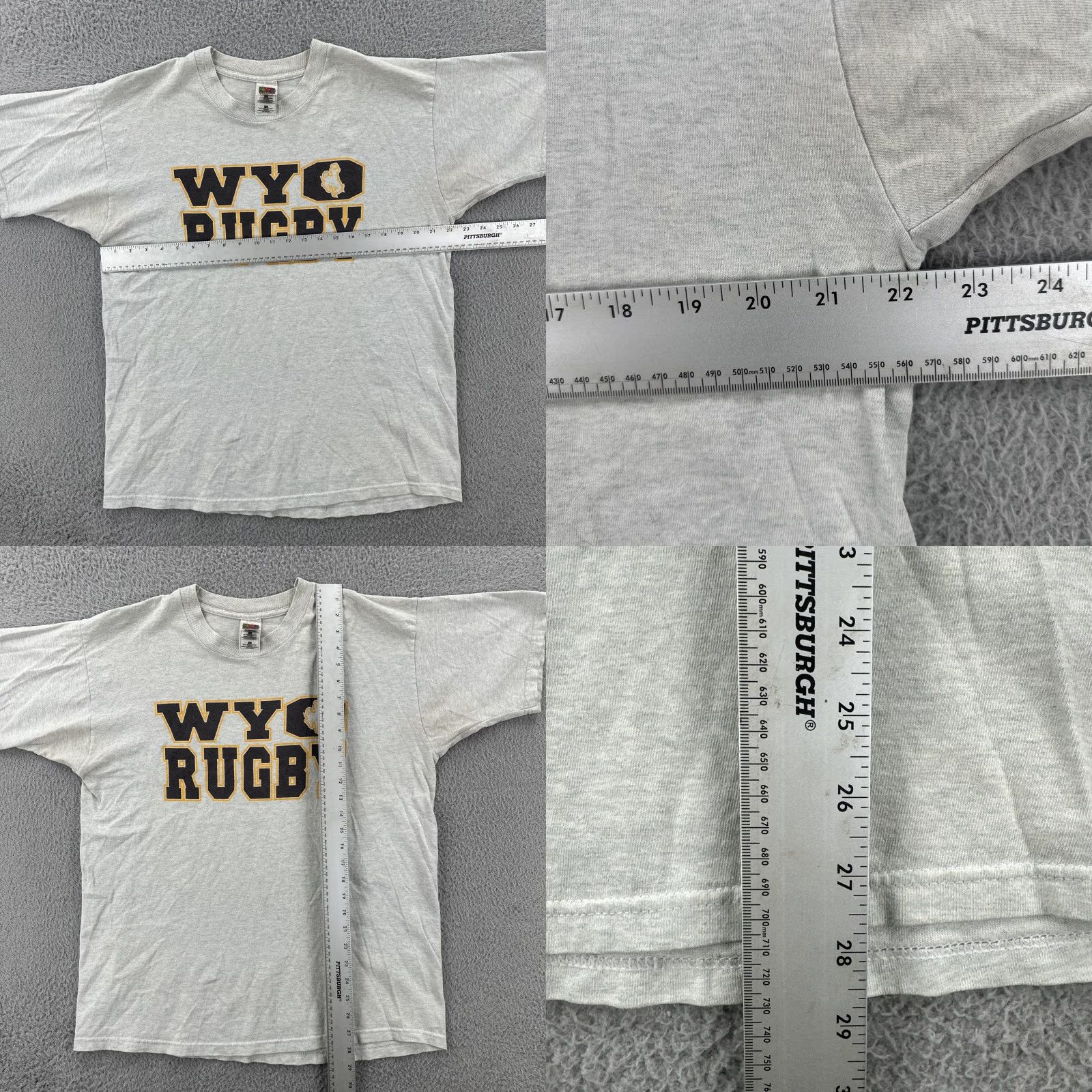 Fruit Of The Loom VINTAGE Fruit Of the Loom Heavy Adult XL Heather Gray Shirt WYO Rugby 90s Y2K Mens Shirt XL Gray 90s Size US XL / EU 56 / 4 - 8 Thumbnail