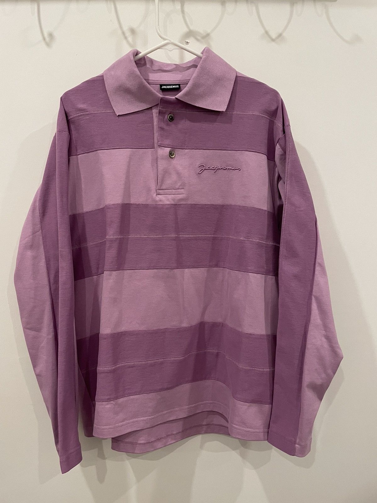 image of Jacquemus Purple Le Papier Le Polo Raye Rugby Polo, Men's (Size Small)