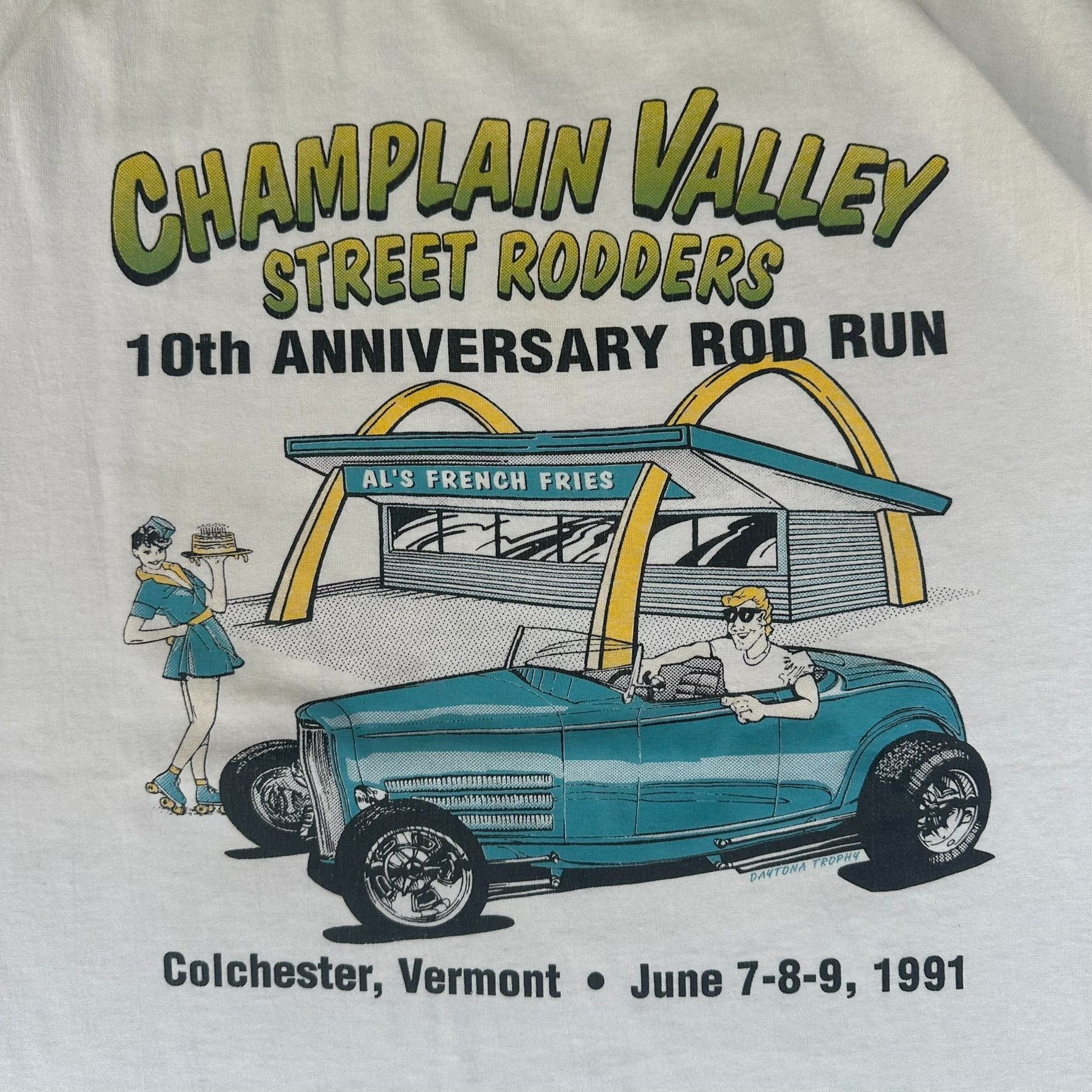 Vintage Vintage 90s Champlain Valley Hot Rod Run T-Shirt Single Stit Size US L / EU 52-54 / 3 - 2 Thumbnail