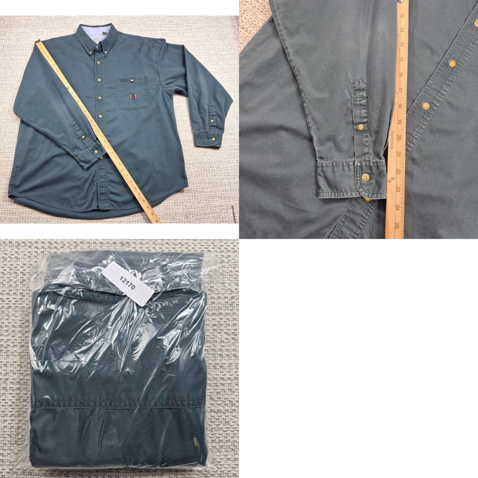 Bugle Boy VTG Bugle Boy Button-Up Shirt Mens 2XL Green Long Sleeve Crest Logo Size US XXL / EU 58 / 5 - 9 Thumbnail