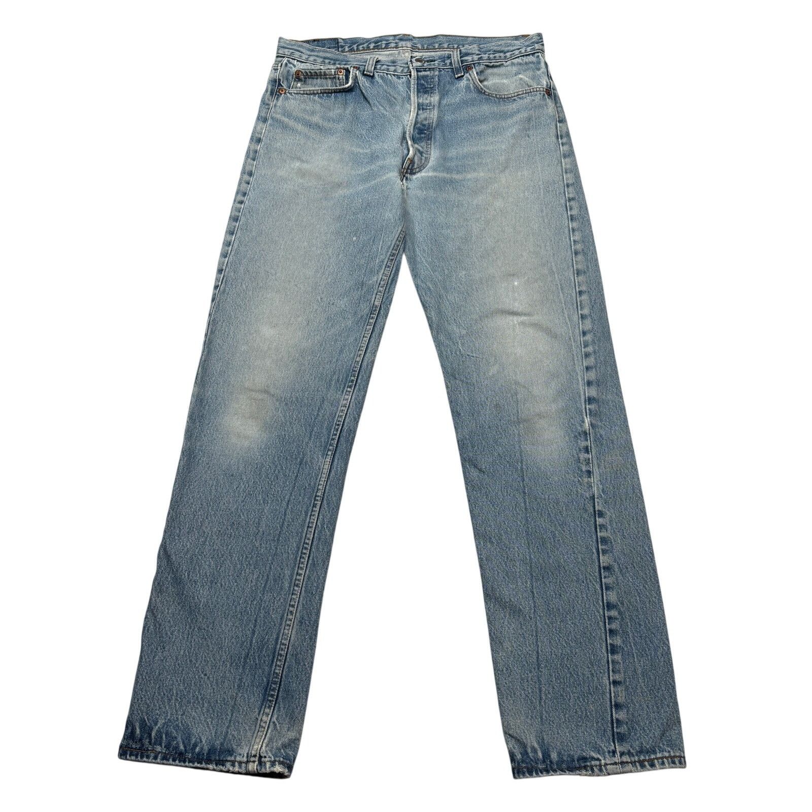 Levi's Vintage 80s Levi's 501 Distressed Straight Leg Jeans 33x32.5 Size US 33 - 1 Thumbnail