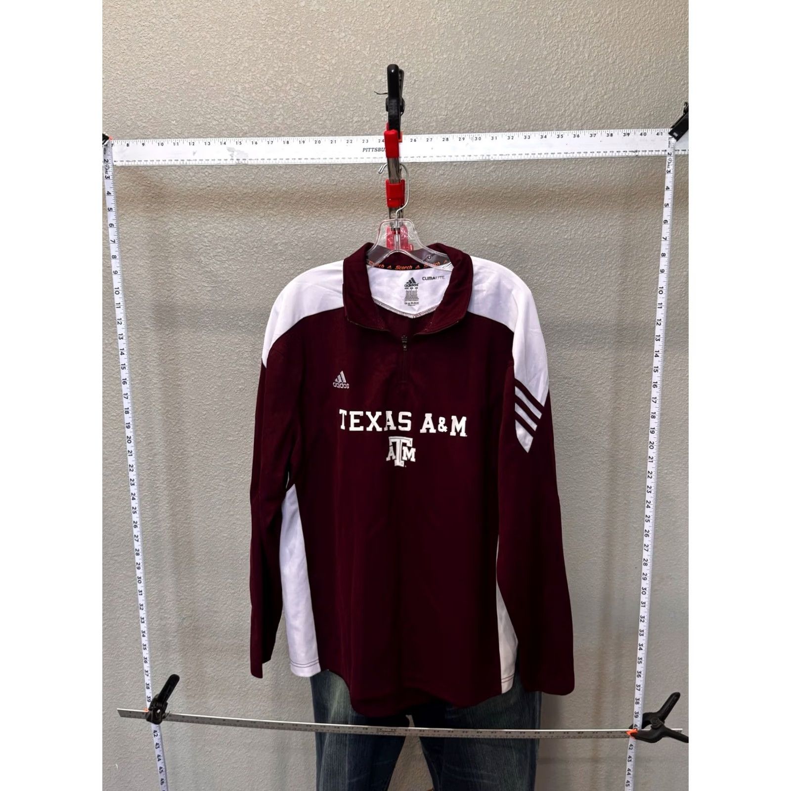 Adidas Adidas Zip SWEATER Large L Mens Shirt Sharp Texas A&M Swater Size US L / EU 52-54 / 3 - 3 Thumbnail