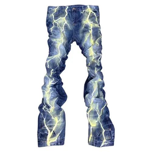 VIBE Retro thunder 3D rendering pleated hip hop patchwork jeans Size US 32 / EU 48 - 6 Thumbnail