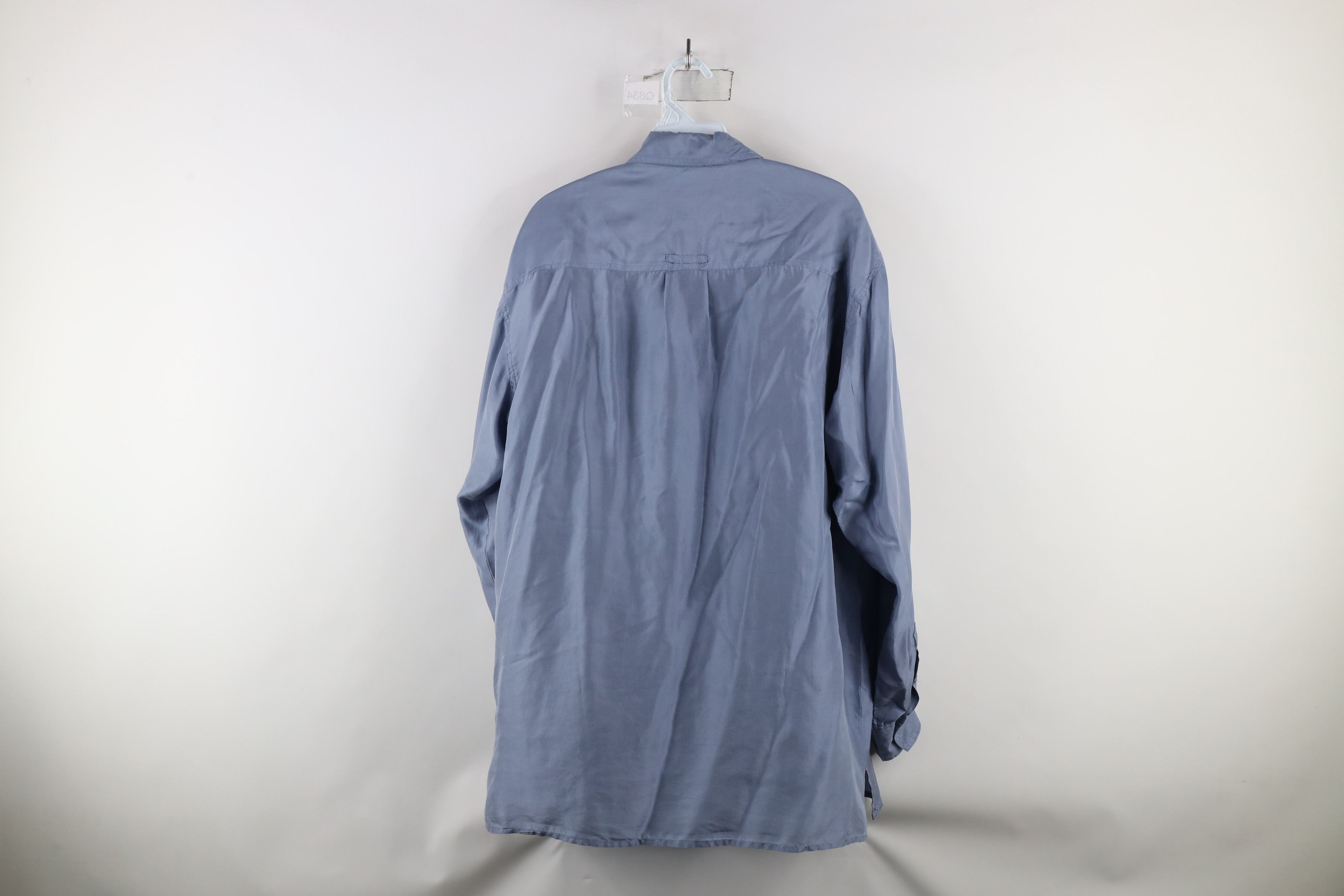 Vintage Vintage 90s Streetwear Silk Collared Button Shirt Blue Size US M / EU 48-50 / 2 - 16 Thumbnail