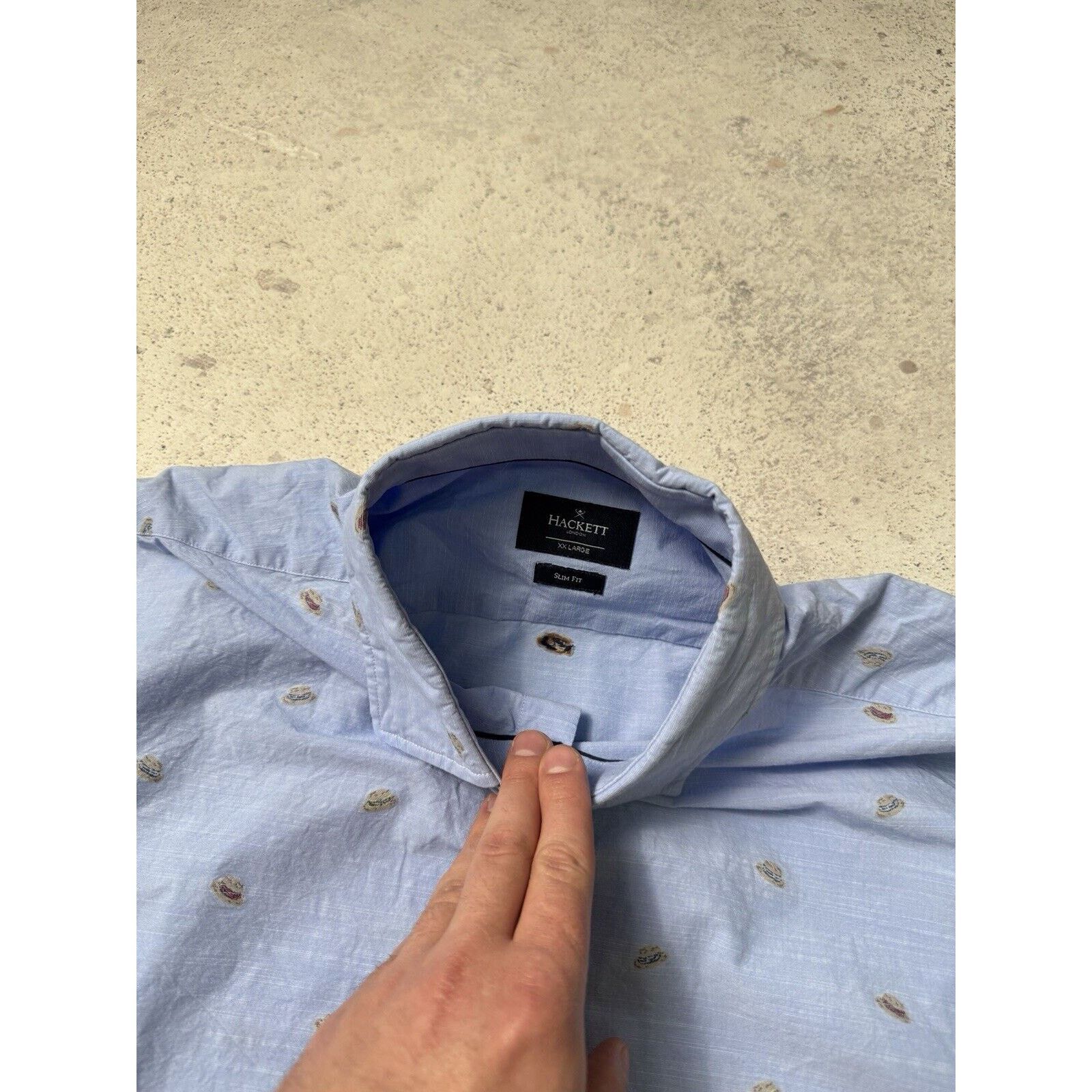 Hackett Hackett London Men Blue Hat Pattern Button Up Shirt Size XXL Size US XXL / EU 58 / 5 - 12 Thumbnail