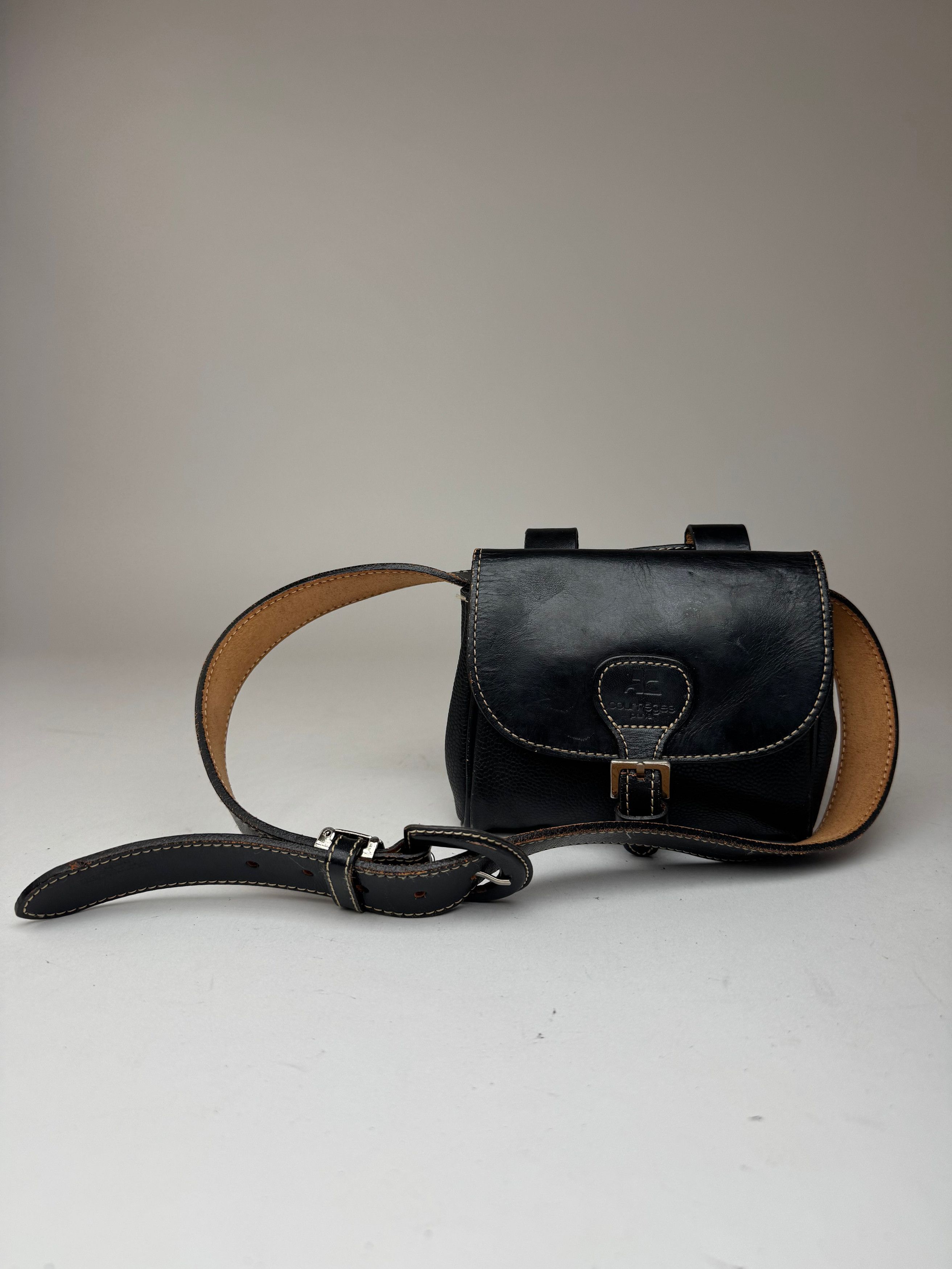 Courreges Vintage Leather belt bag black Size ONE SIZE - 1 Thumbnail