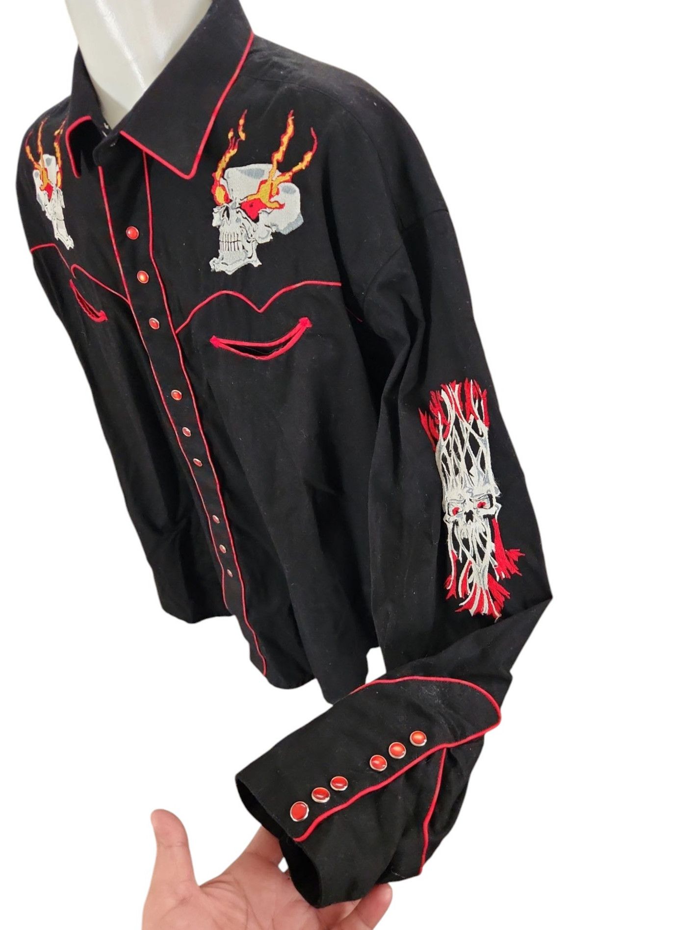 Rockmount Ranch Wear ROCKMOUNT Ranch Wear MEN'S FLAMING SKULL embroidered WESTERN Size US XXL / EU 58 / 5 - 4 Thumbnail