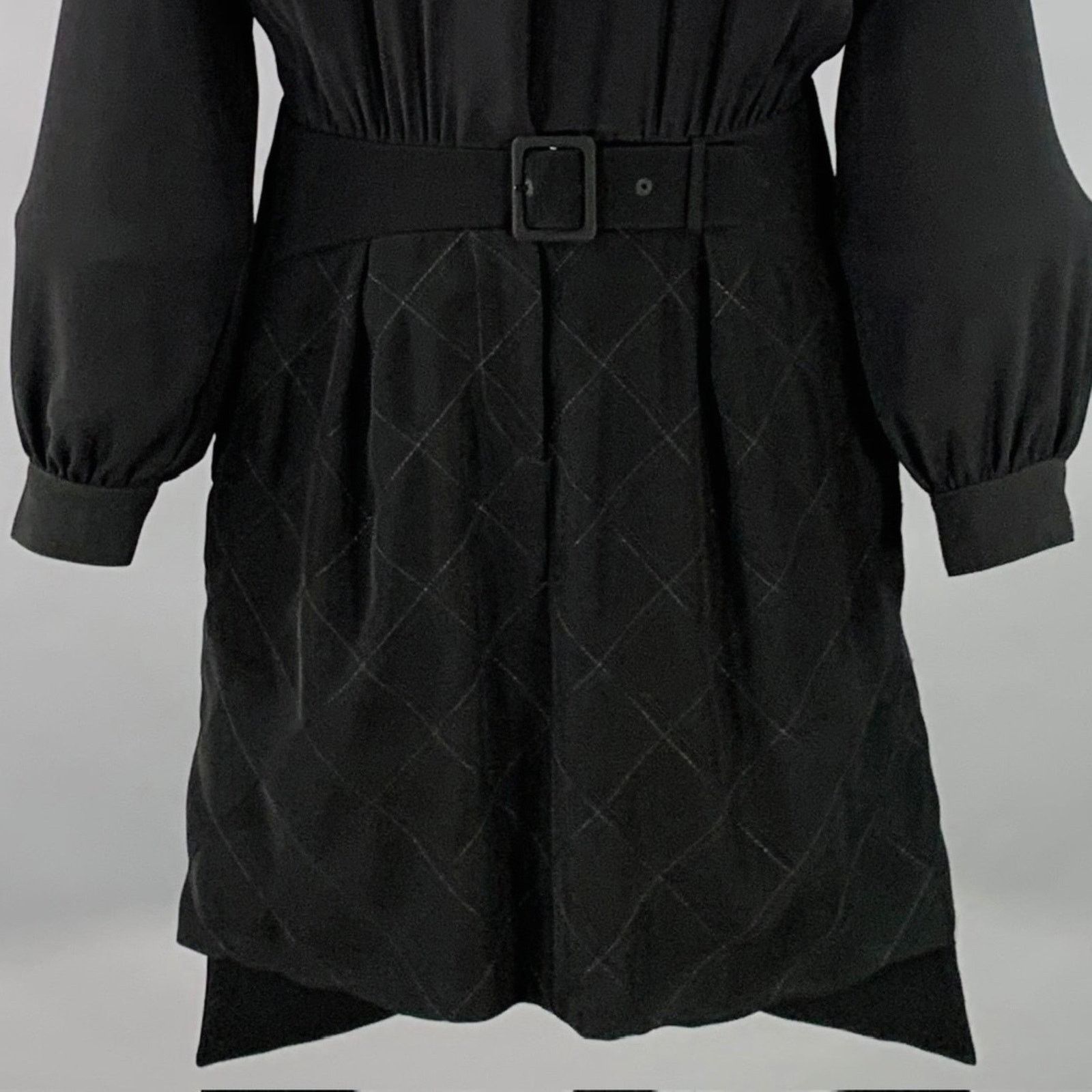Kenzo 4 Black Polyester Long Sleeve Knee Length V-Neck Shirt Dress Size XS / US 0-2 / IT 36-38 - 2 Thumbnail