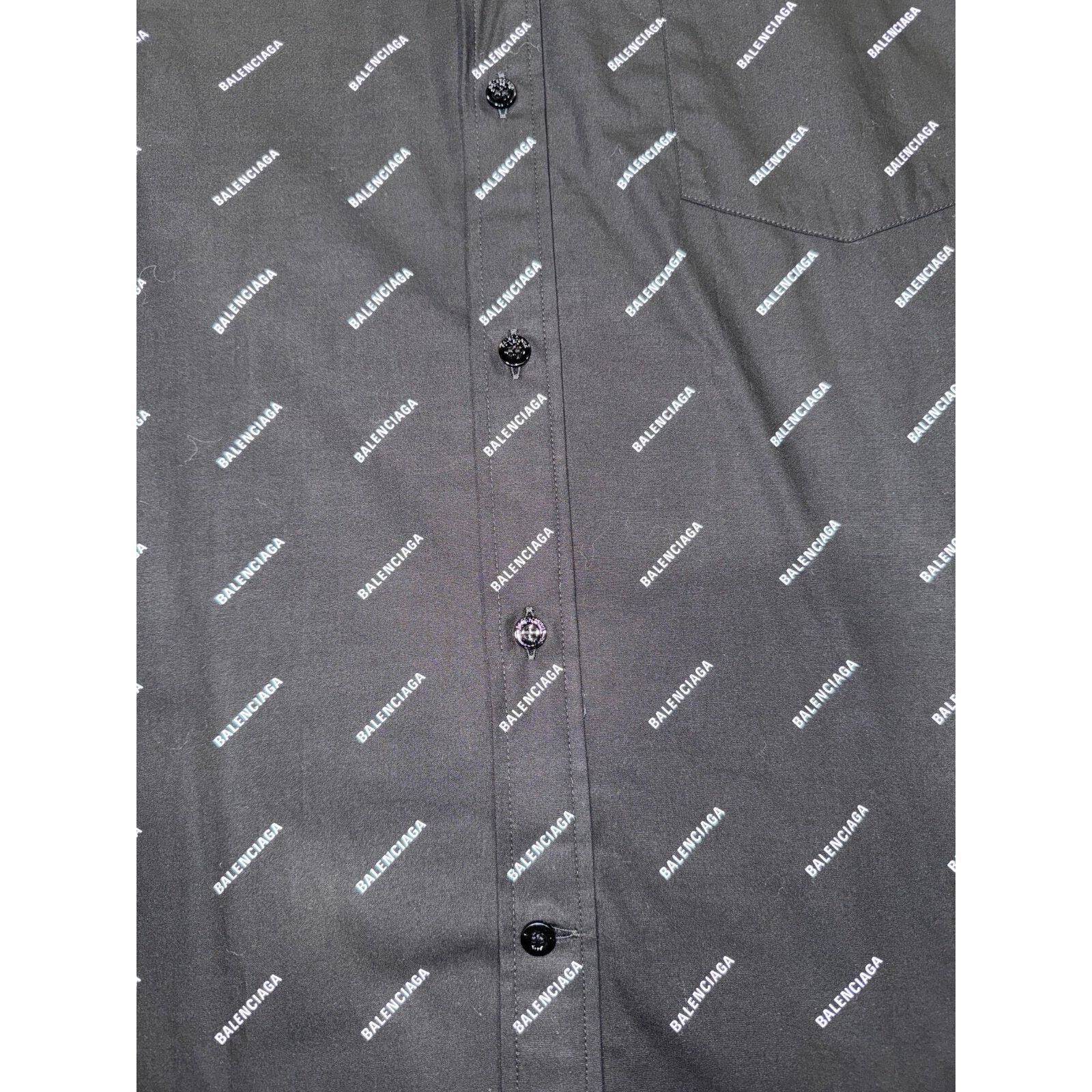 Balenciaga Balenciaga Black White All Over Logo Long Sleeve Button Up Size US M / EU 48-50 / 2 - 6 Thumbnail
