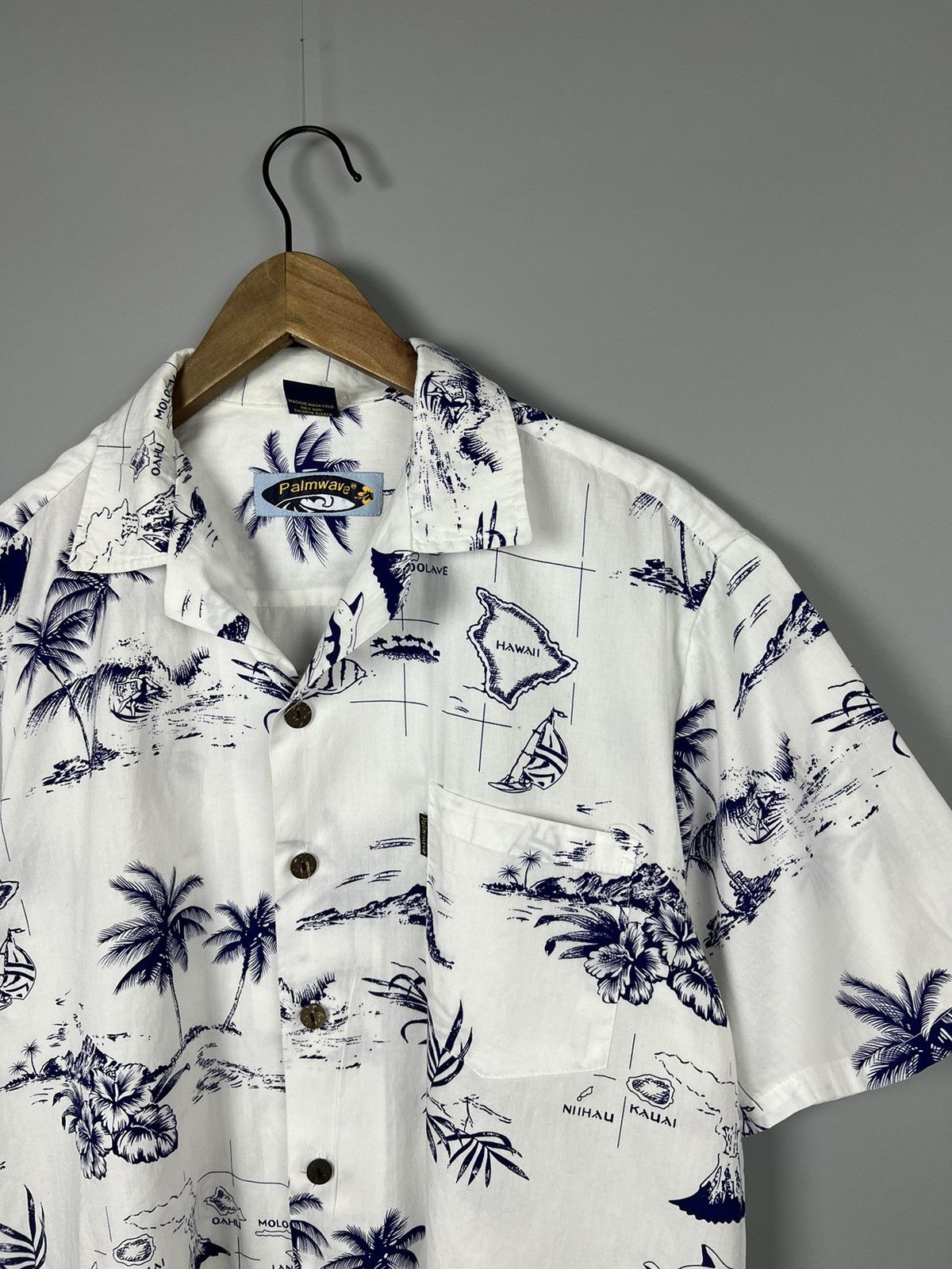 Vintage (L) Palm Wave Hawaiian Print Button Up Shirt Size US L / EU 52-54 / 3 - 2 Thumbnail