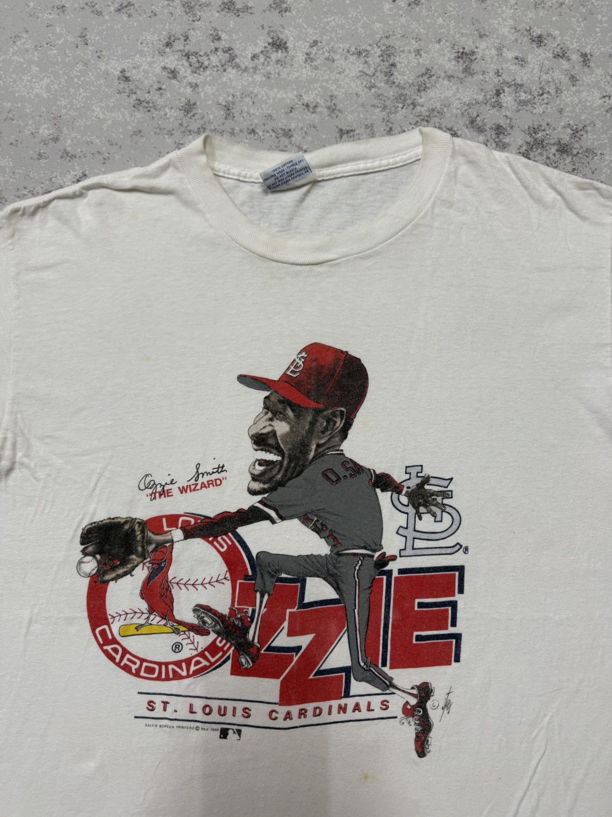 Salem Sportswear Vintage 1988 0zzie The Wizard Smith st.Louis Cardinal Tshirt Size US L / EU 52-54 / 3 - 4 Thumbnail