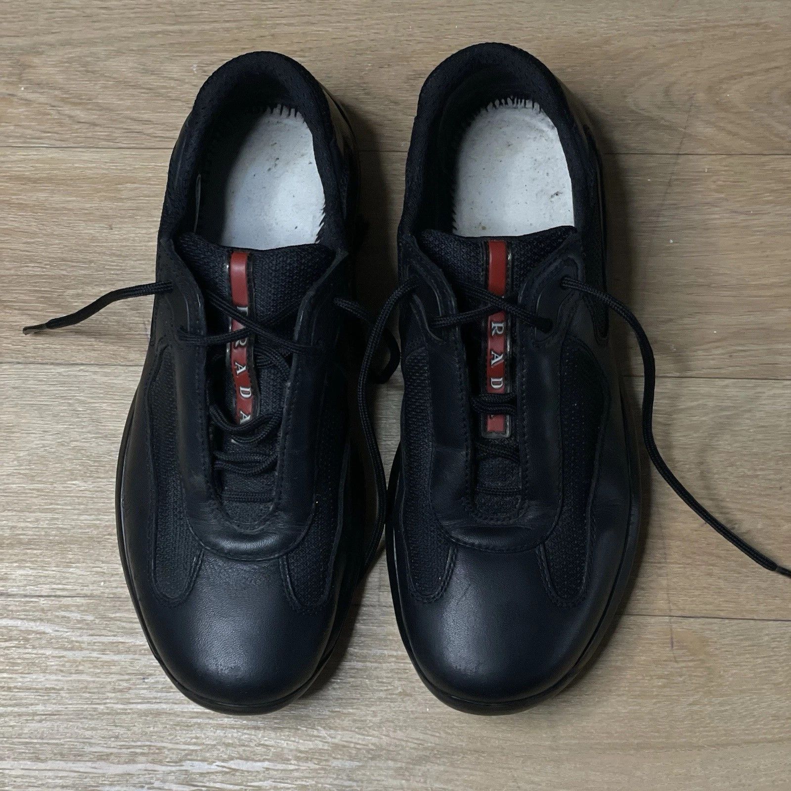 Prada Prada America's Cup Sneakers Linea Rossa Black Leather Mesh Size US 7.5 / IT 37.5 - 3 Thumbnail