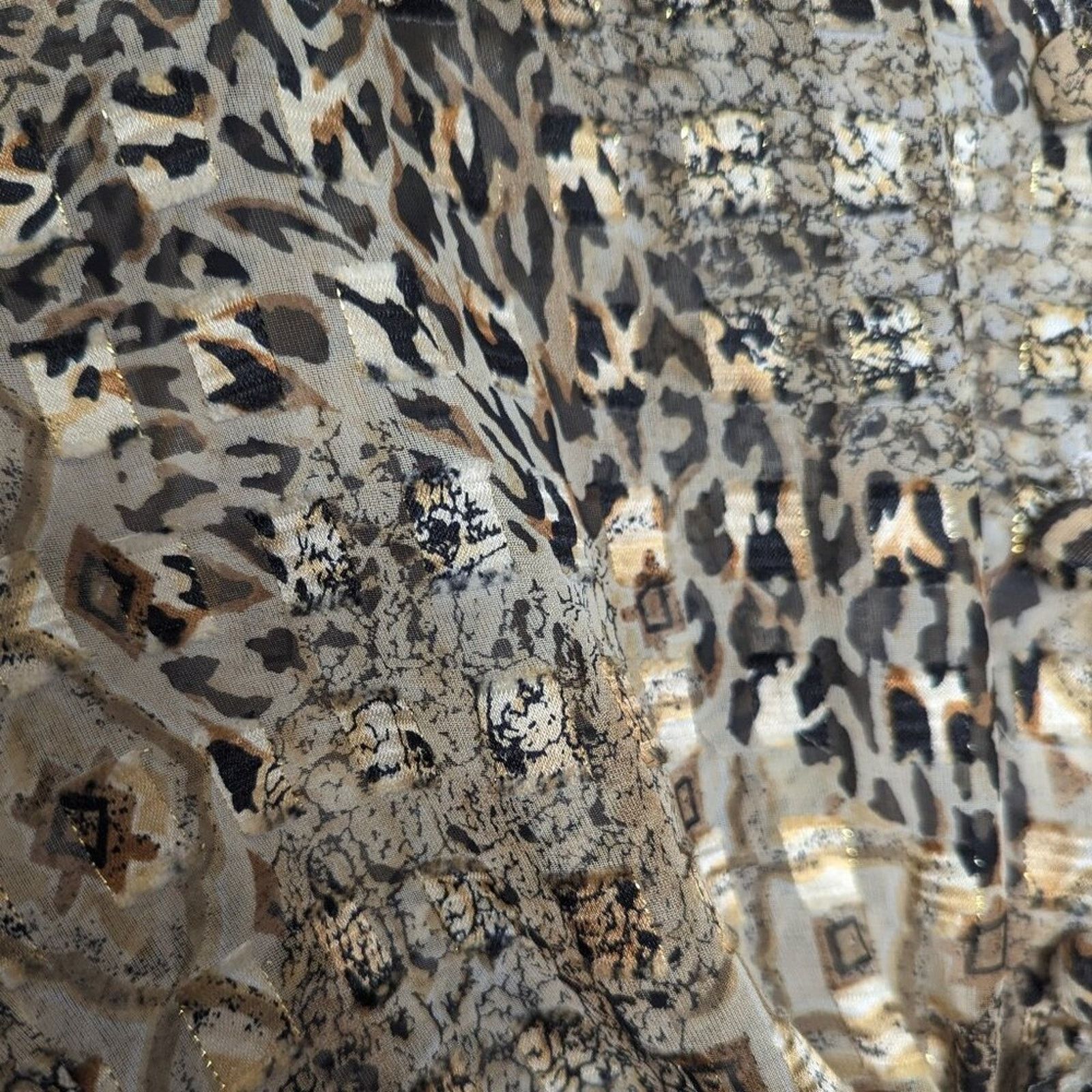 Vintage Vintage 90's Animal Print Long Sleeve Tie Front Shirt Gold Size M / US 6-8 / IT 42-44 - 8 Thumbnail