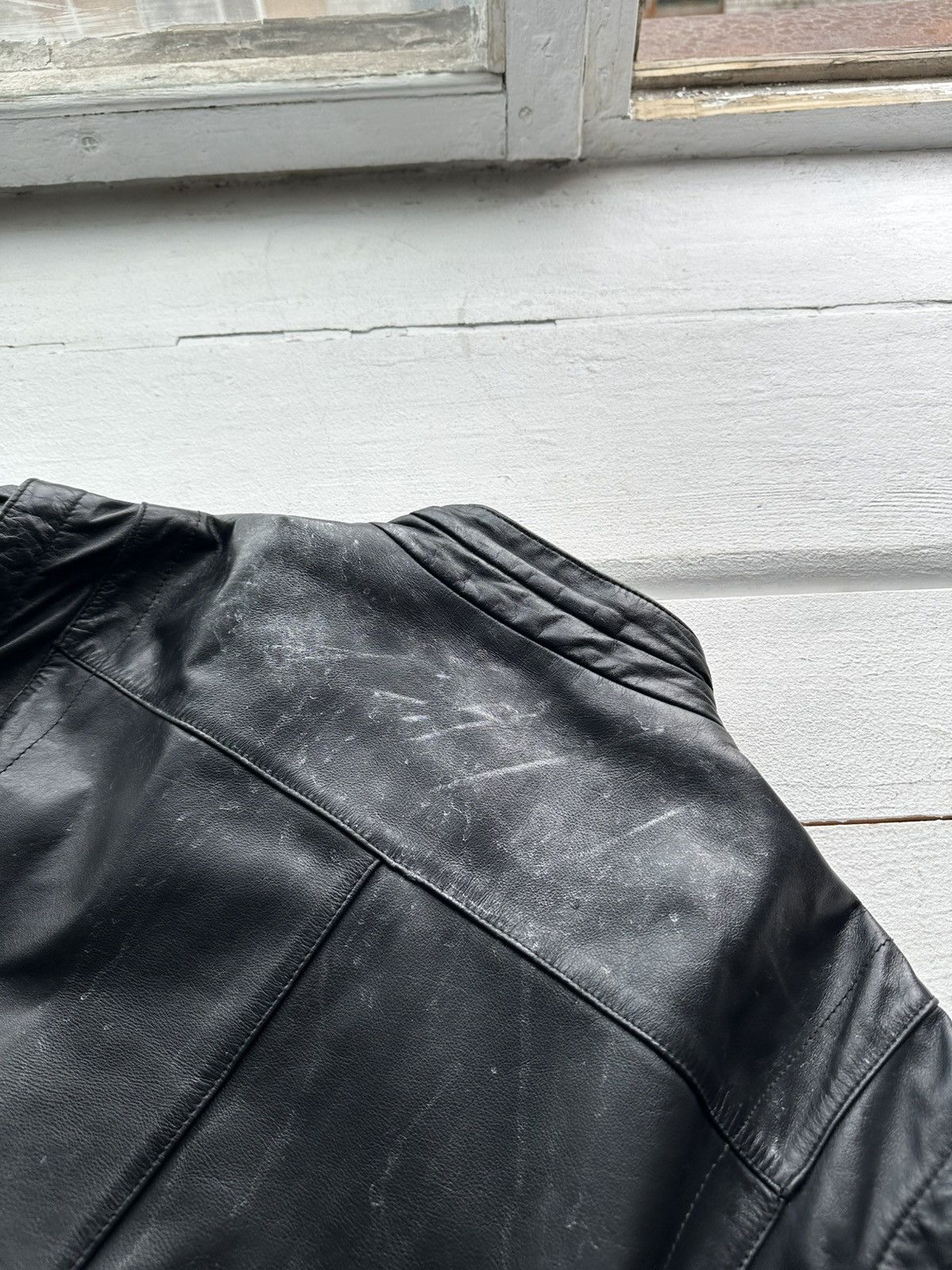 Other 🚨VNTG LEATHER JACKET AVANT GARDE ASYMMETRICAL BLACK MOTO Size US XL / EU 56 / 4 - 14 Thumbnail