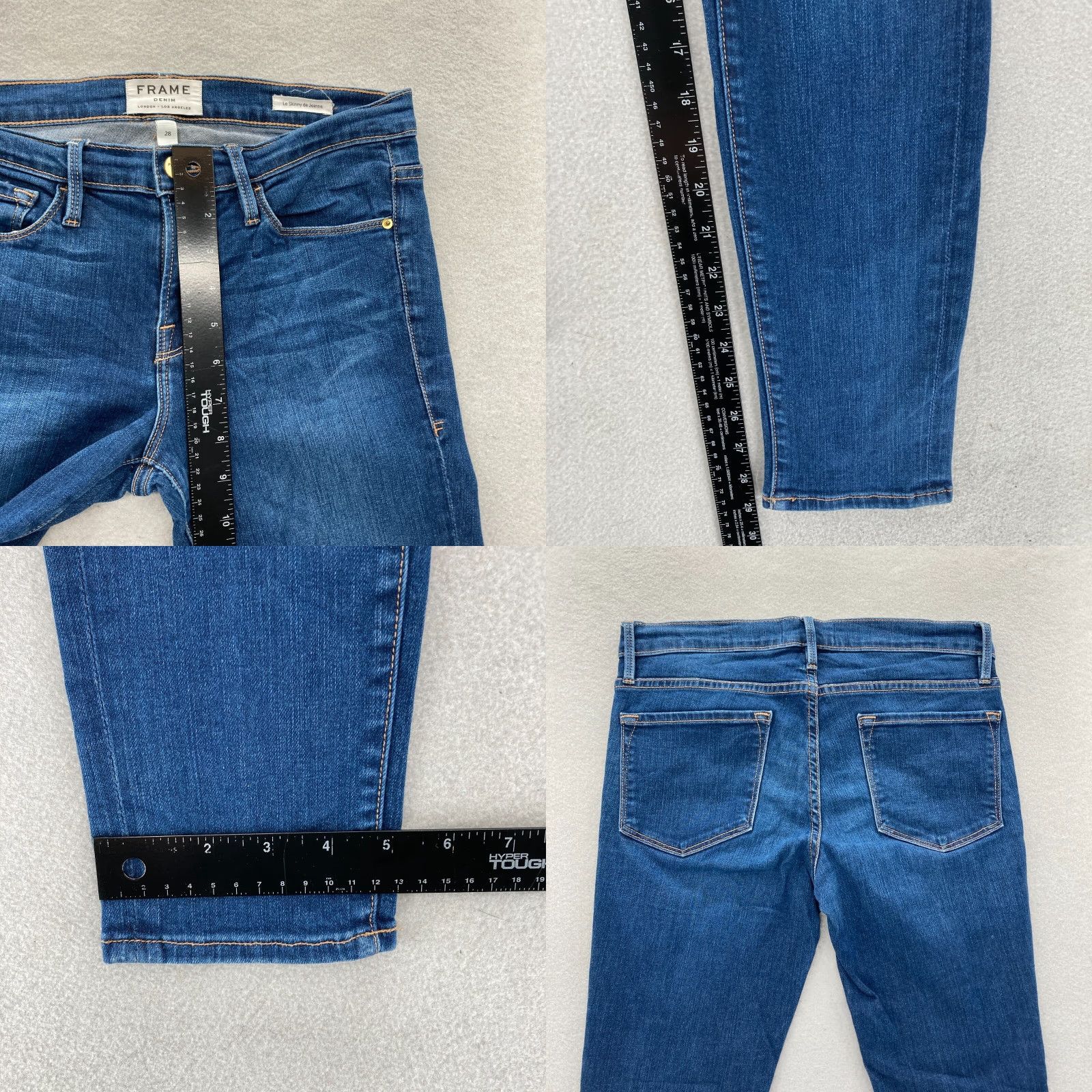 Frame FRAME Le Skinny De Jeanne Jeans Women's 28 Dark Wash Blue Stretch Denim Preppy Slim 5-Pocket Inseam 29 Dark Blue 石 Size 28" / US 6 / IT 42 - 8 Thumbnail