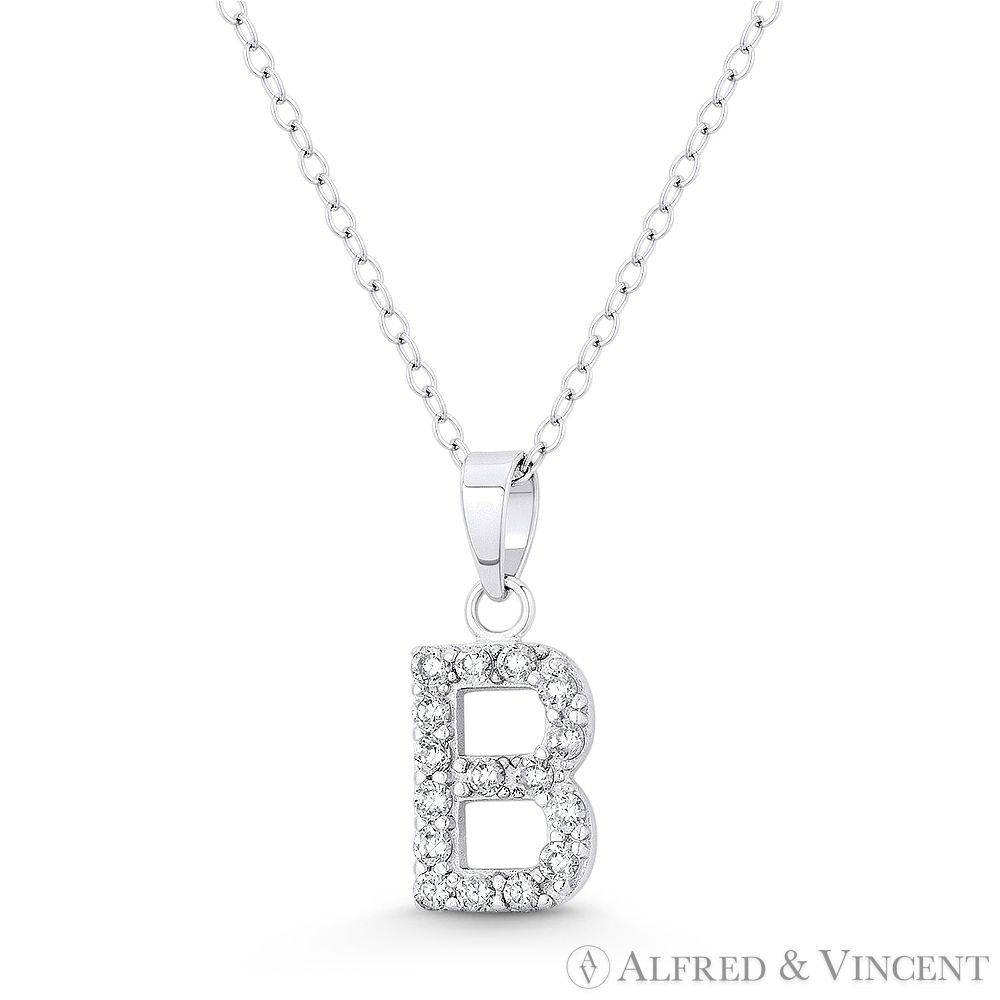 Other Initial "B" CZ Crystal Pendant w/ Cable Chain Necklace Size ONE SIZE - 1 Preview