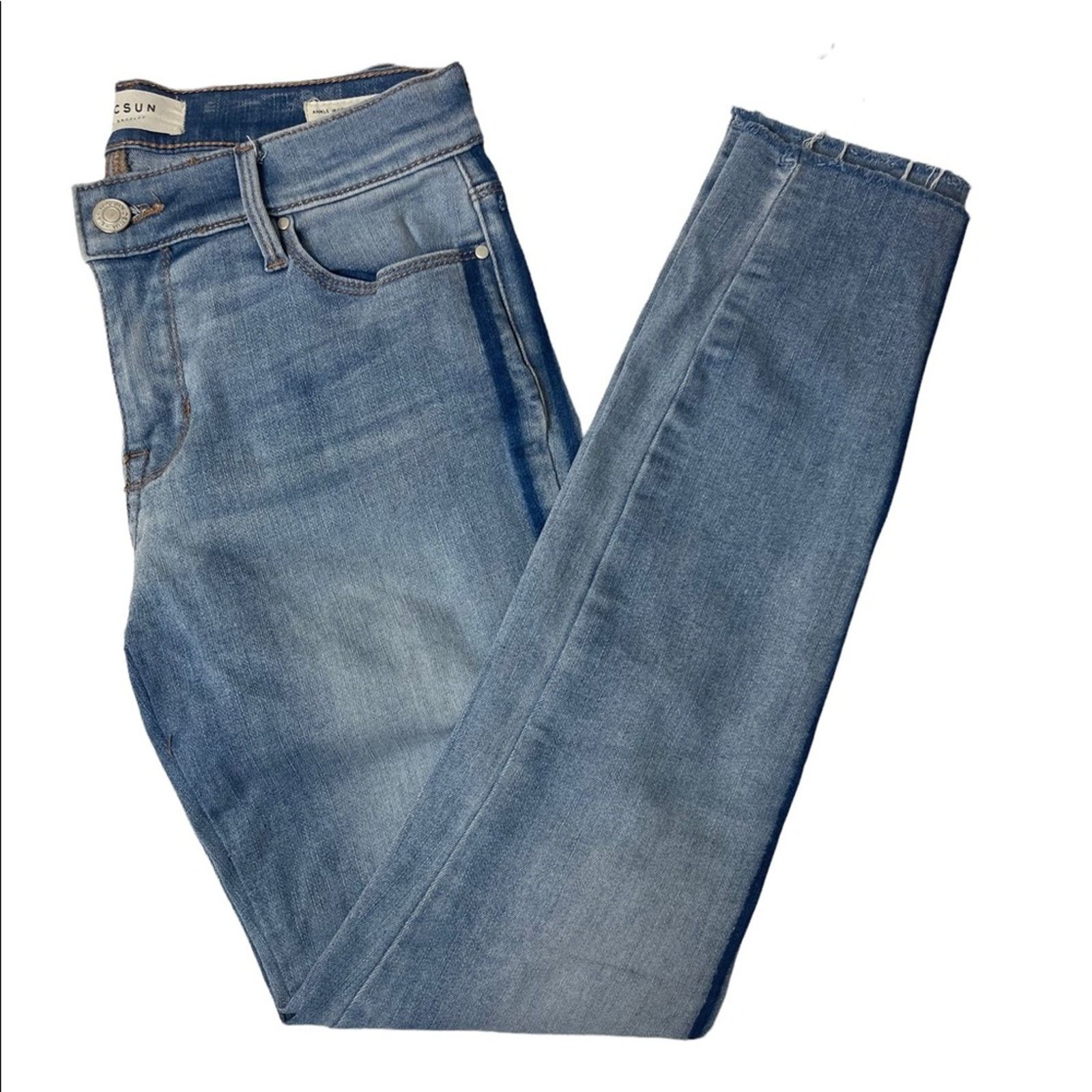 Pacsun PACSUN Mid Rise Skinny Ankle Light Rinse Stripe Denim 25 Size 25" / US 0 / IT 36 - 7 Thumbnail