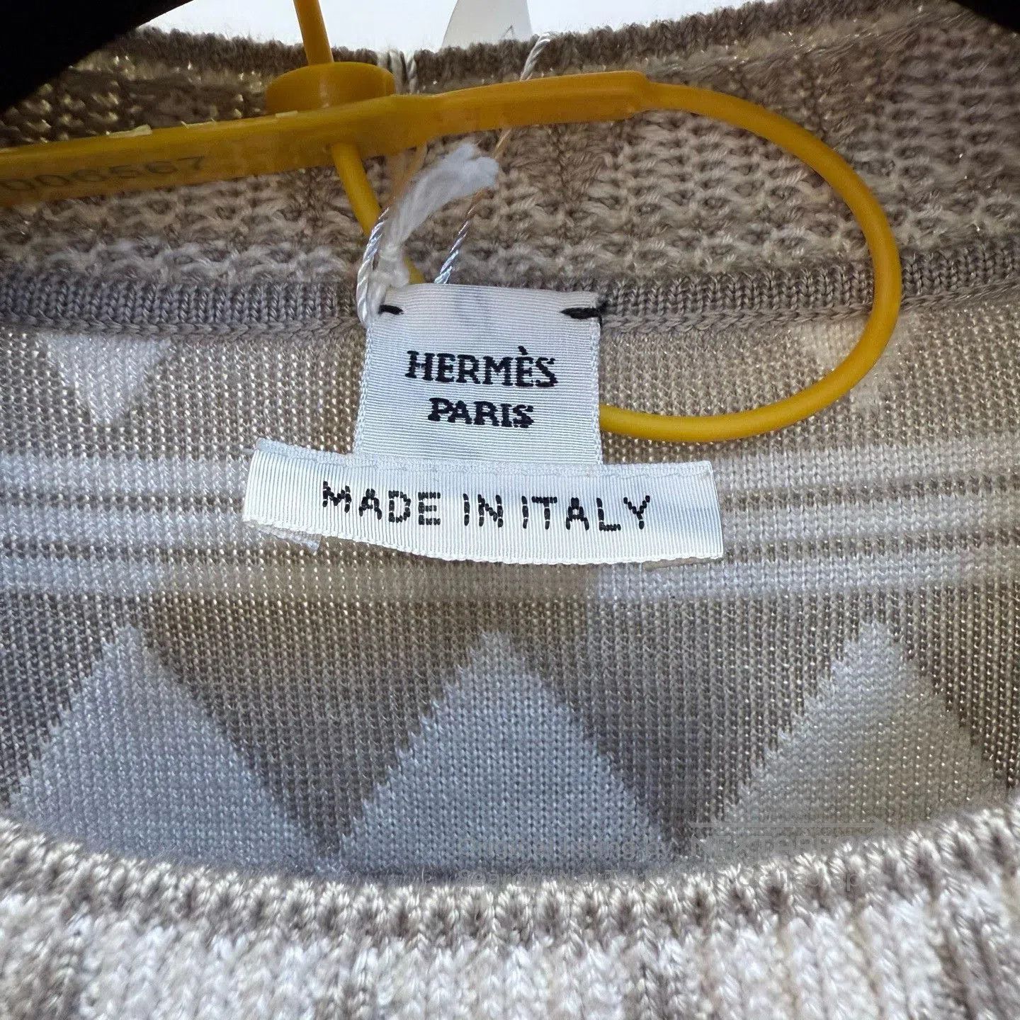Hermes HERMES Beige Geometric Jacquard Sweater. Size XXS / US 00 / IT 34 - 5 Thumbnail