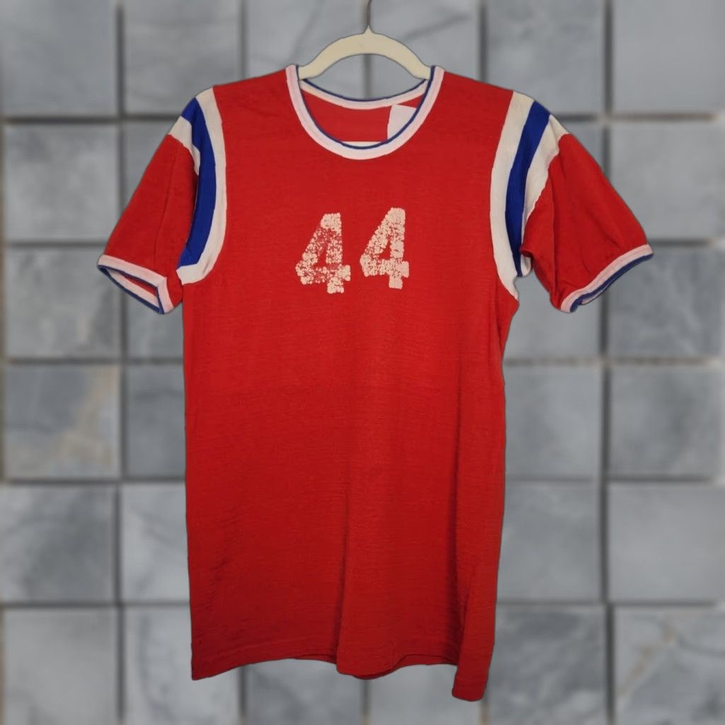 Vintage VINTAGE Rawlings Red Shirt Top Shirt Unisex Adults S Red 50s 60s Rare Numbers Stripe Sports Size US S / EU 44-46 / 1 - 1 Thumbnail