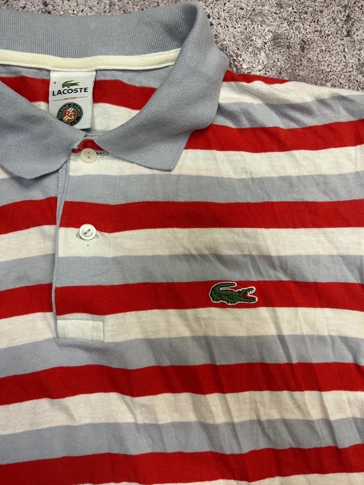 Lacoste Vintage Lacoste Roland Garros Polo Shirt Striped Red Gray Size US M / EU 48-50 / 2 - 2 Thumbnail