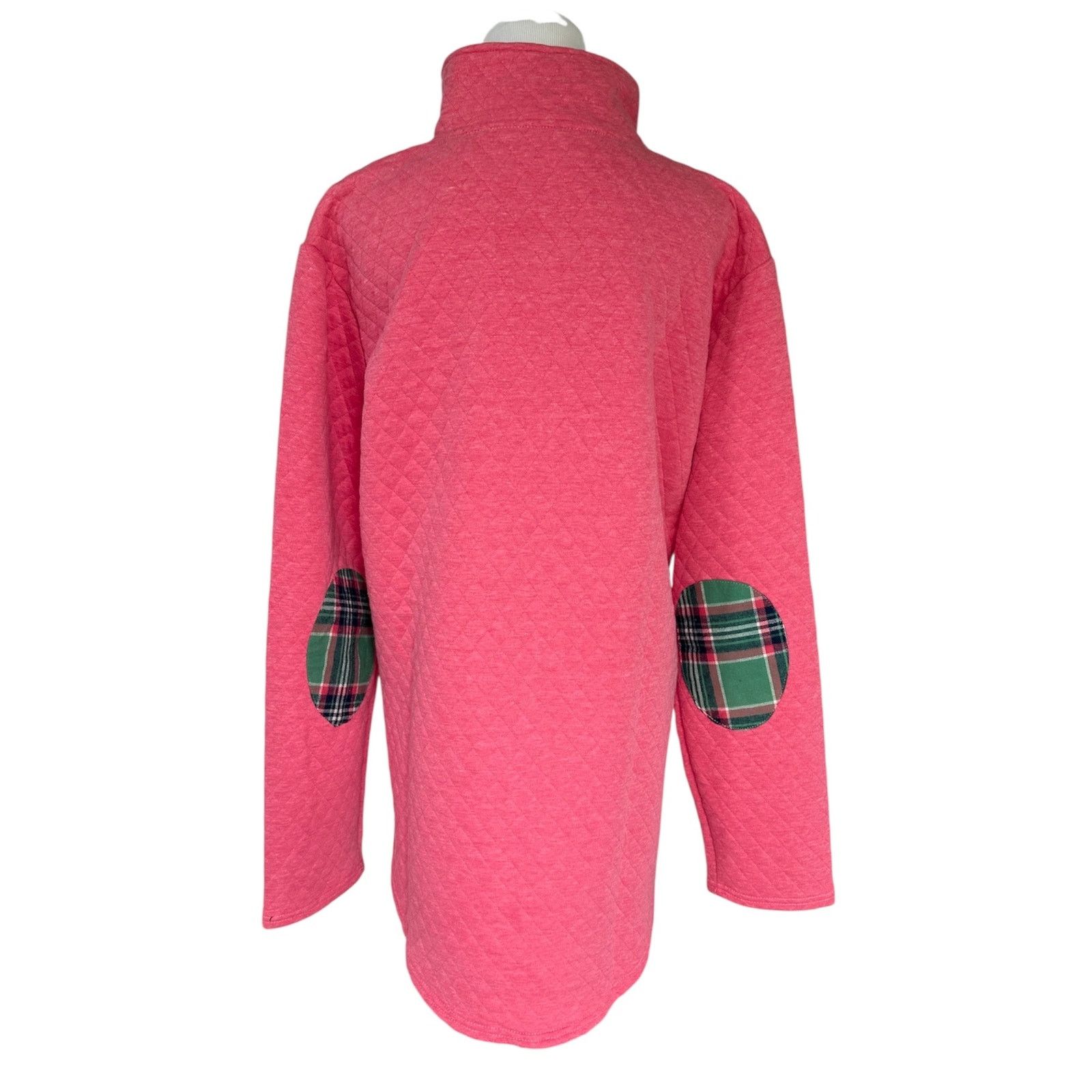 Other NEWLong Sleeve Pink Quilted Snap Pullover Plaid Elbow Patch Size XL / US 12-14 / IT 48-50 - 5 Thumbnail