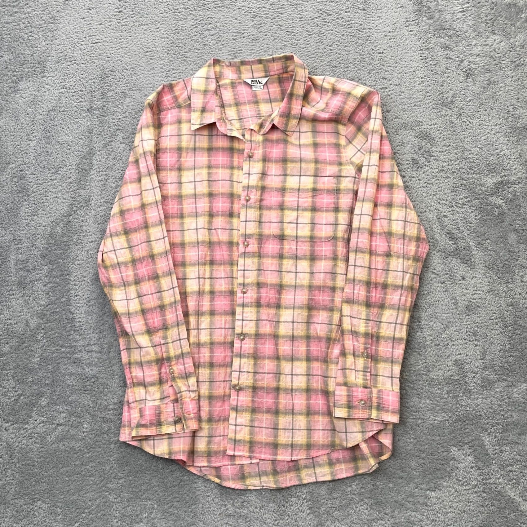 Eddie Bauer Eddie Bauer Shirt Womens XL Pink Plaid Cotton Stretch Button Up Pleated Size XL / US 12-14 / IT 48-50 - 2 Thumbnail
