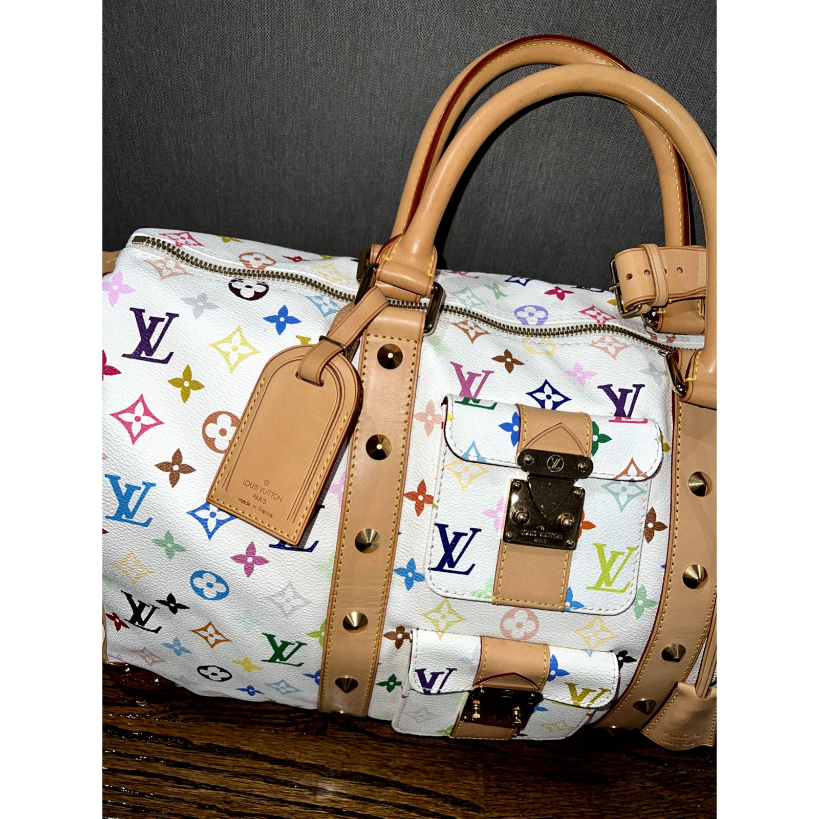 Louis Vuitton Louis Vuitton Keepall White Multicolor Monogram Travel Bag Size ONE SIZE - 3 Thumbnail