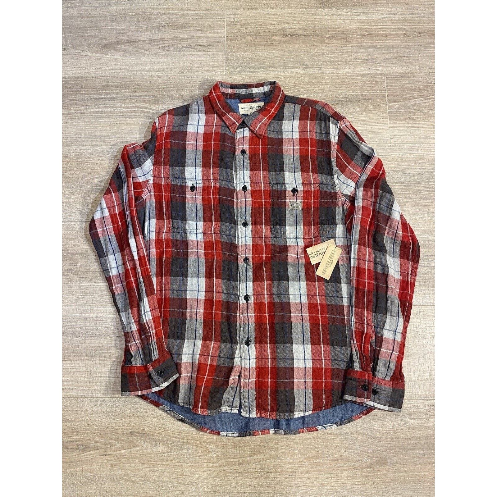 Vintage Polo Ralph Lauren Denim Supply Flannel Shirt Red L