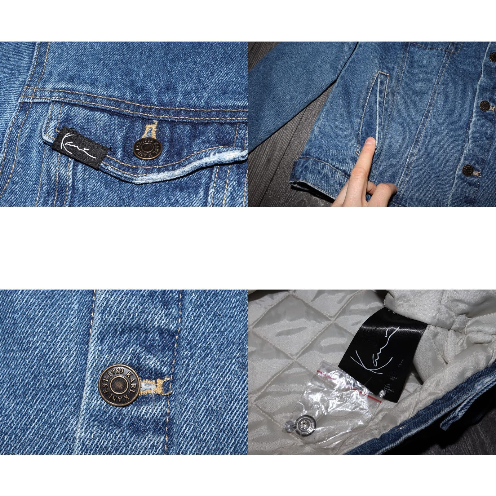 Karl Kani KARL KANI Jacket Denim Sherpa KM224-062-1 KK OLD ENGLISH Denim Jacket SHERPA UNISEX MEDIUM MENS Size US M / EU 48-50 / 2 - 8 Thumbnail