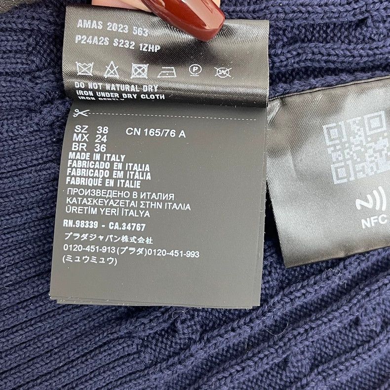 Prada Prada Size 38 Dark blue classic logo hemp pattern sweater Size US XS / EU 42 / 0 - 6 Thumbnail