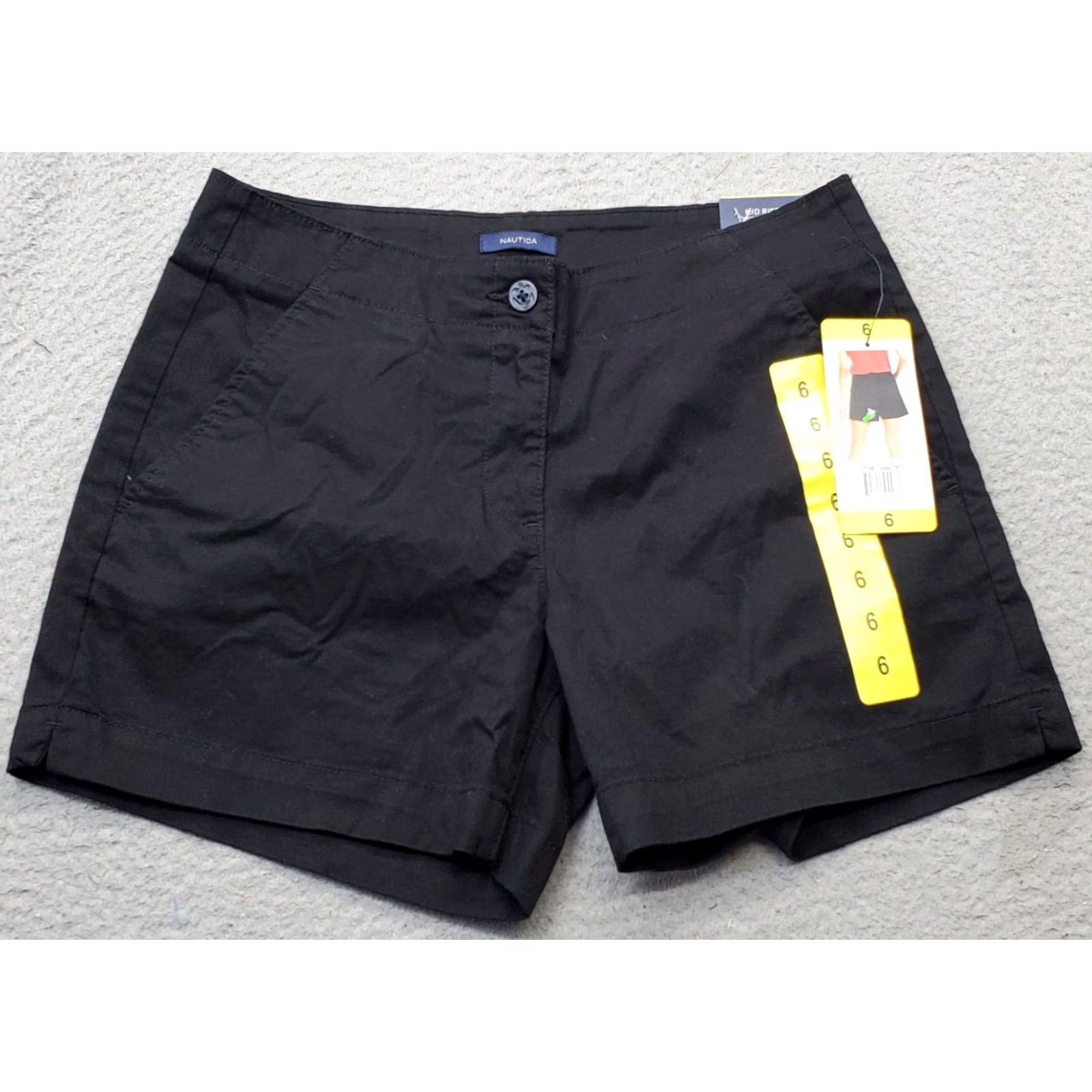 Nautica Nautica Women Chino Shorts 6 Black Twill Mid Rise Slash Pocket Stretch Size 28" / US 6 / IT 42 - 2 Thumbnail