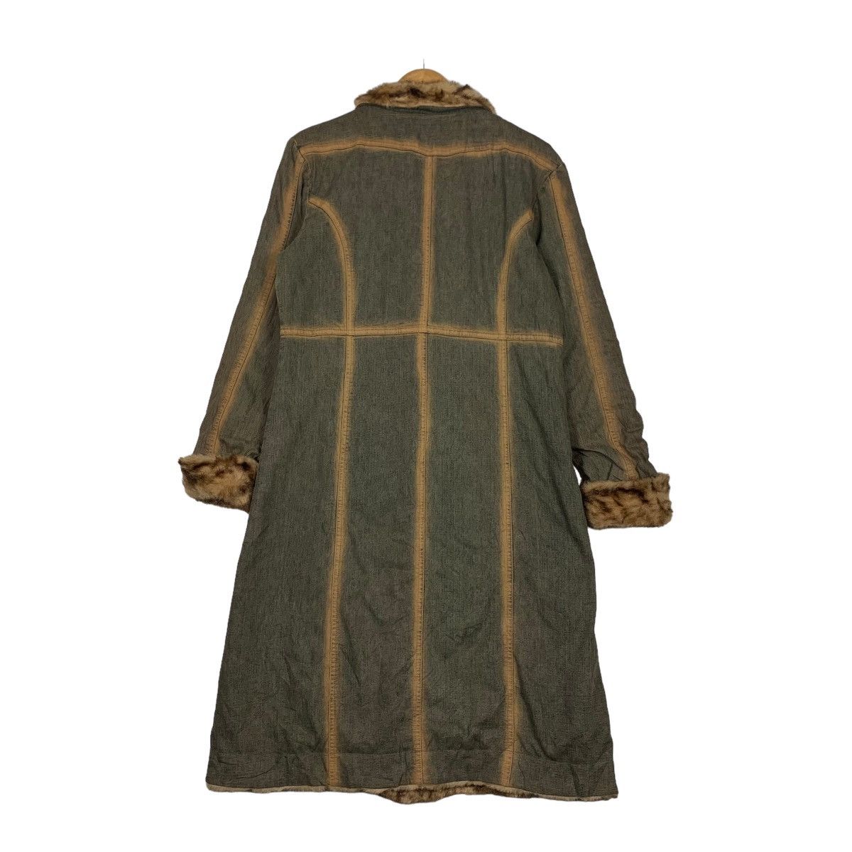 Japanese Brand COMPLETE GIRL Faux Fur Rusty Denim Overcoat Jacket #1054-C48 Size S / US 4 / IT 40 - 7 Thumbnail