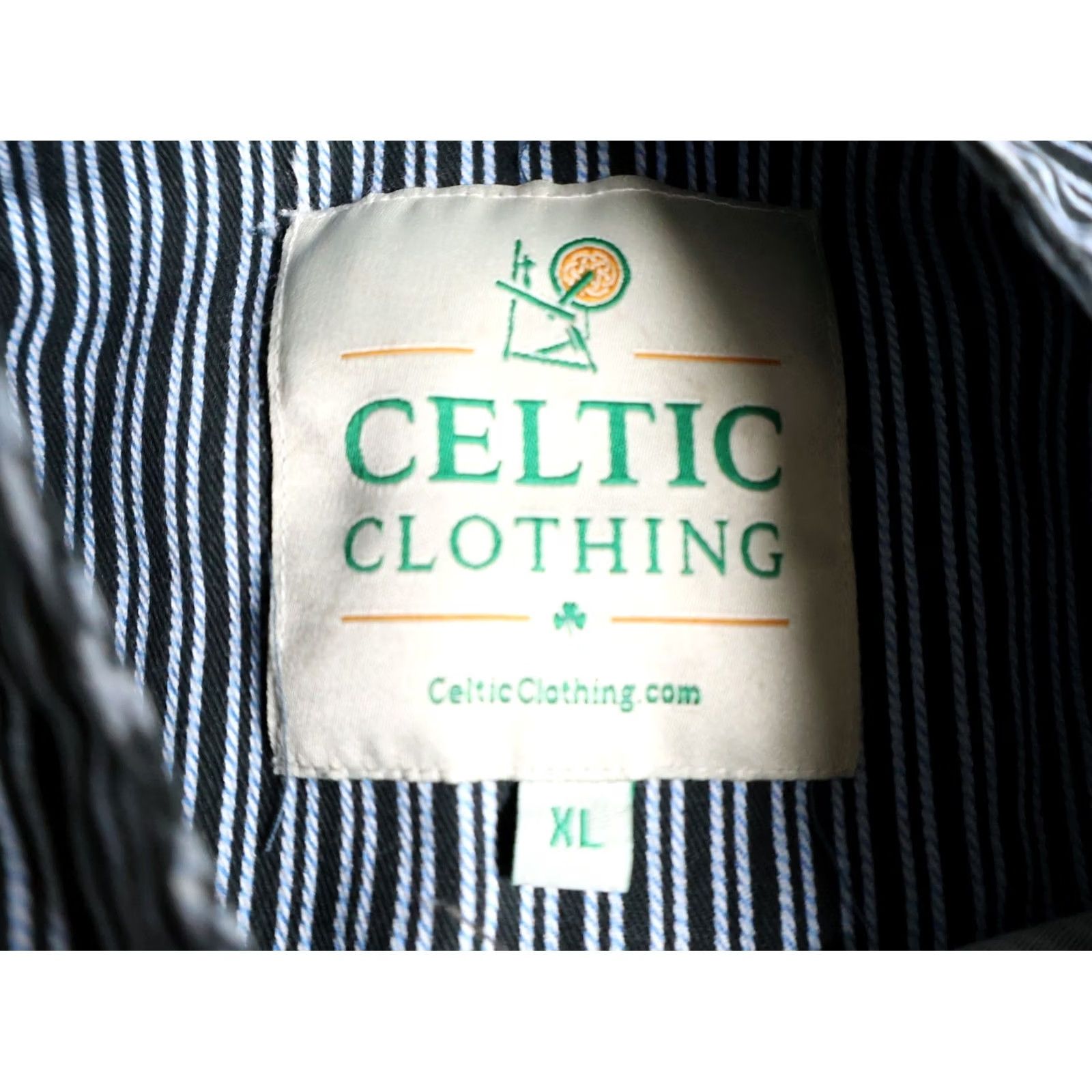 Vintage VINTAGE Celtic Clothing Grandfather Shirt Mens XL Dark Blue Hickory Stripe 100% Cotton Size US XL / EU 56 / 4 - 3 Thumbnail