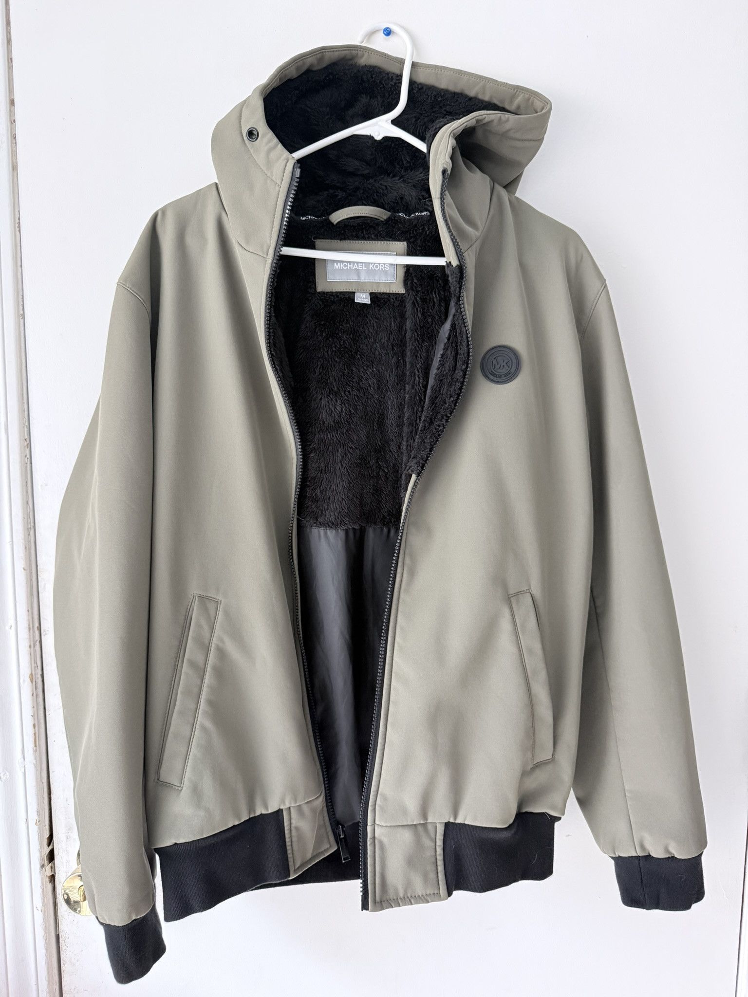 Michael Kors Michael Kors Hooded Fleece-Lined Zip Jacket – Olive Size US M / EU 48-50 / 2 - 1 Thumbnail