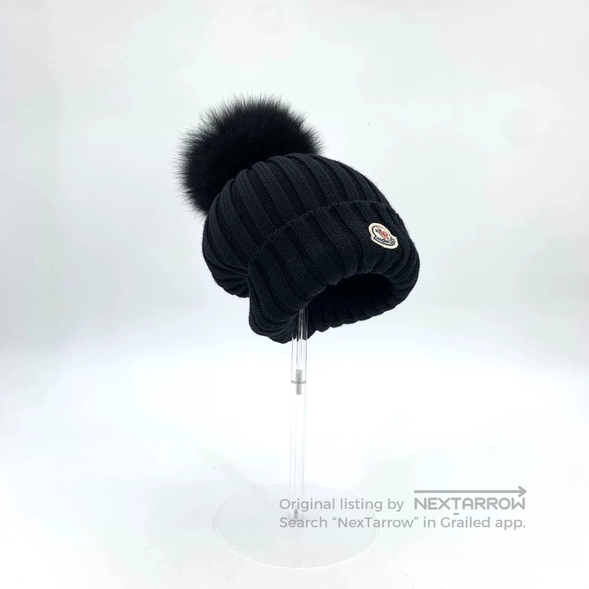 Moncler Moncler Black Logo Wool Knit Beanie. Size ONE SIZE - 3 Thumbnail