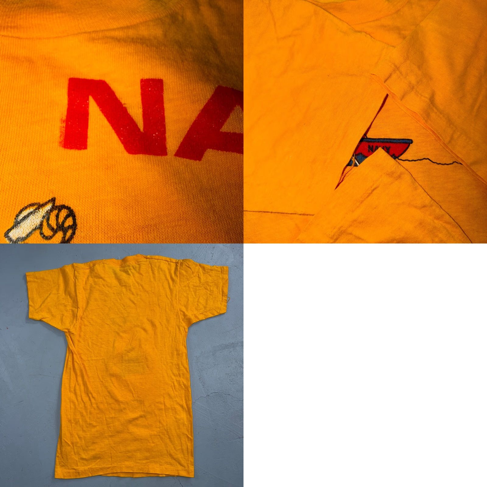 Vintage Sink Navy 1970s USN Army VTG T Shirt Yellow Jaws Shark Spoof Movie Rockabilly Shirt Mens S Yellow 70s 80s 90s Vintage Size US S / EU 44-46 / 1 - 8 Thumbnail