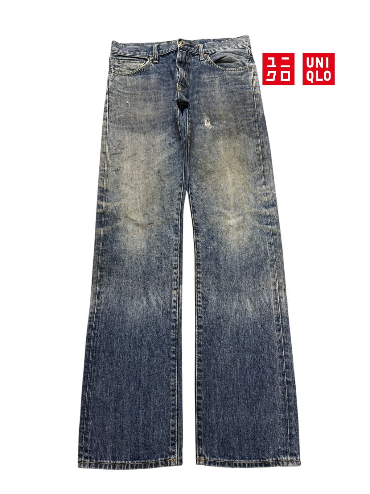 Uniqlo Vintage Y2K Japanese Uniqlo Blue Mud Wash Straight Leg Jeans Size US 32 / EU 48 - 1 Thumbnail